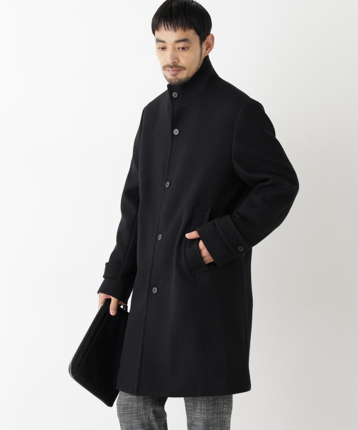 「NEW ON COAT」ウール/Nスタンドカラーコート