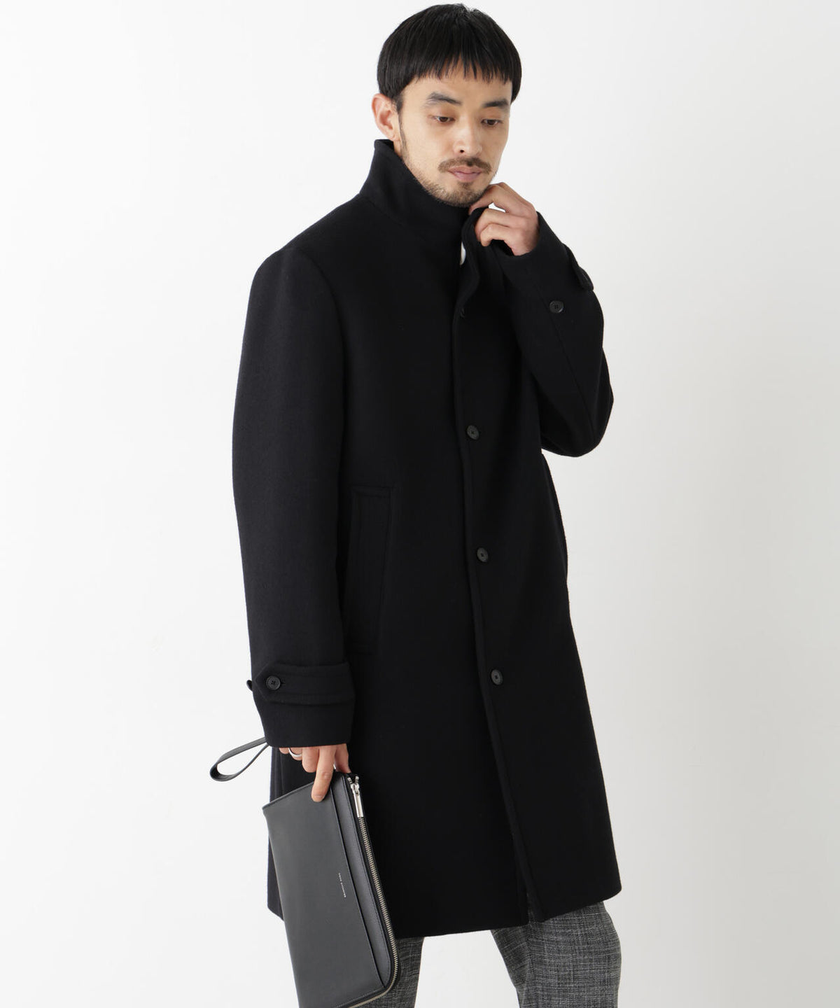 「NEW ON COAT」ウール/Nスタンドカラーコート