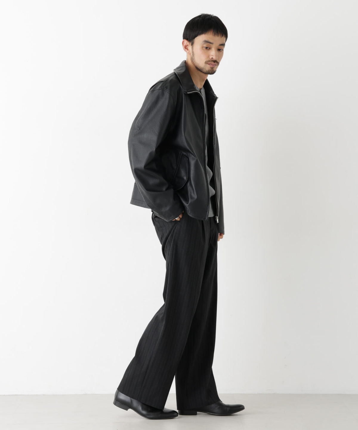 「SURPLUS」 フェイクレザーブルゾン