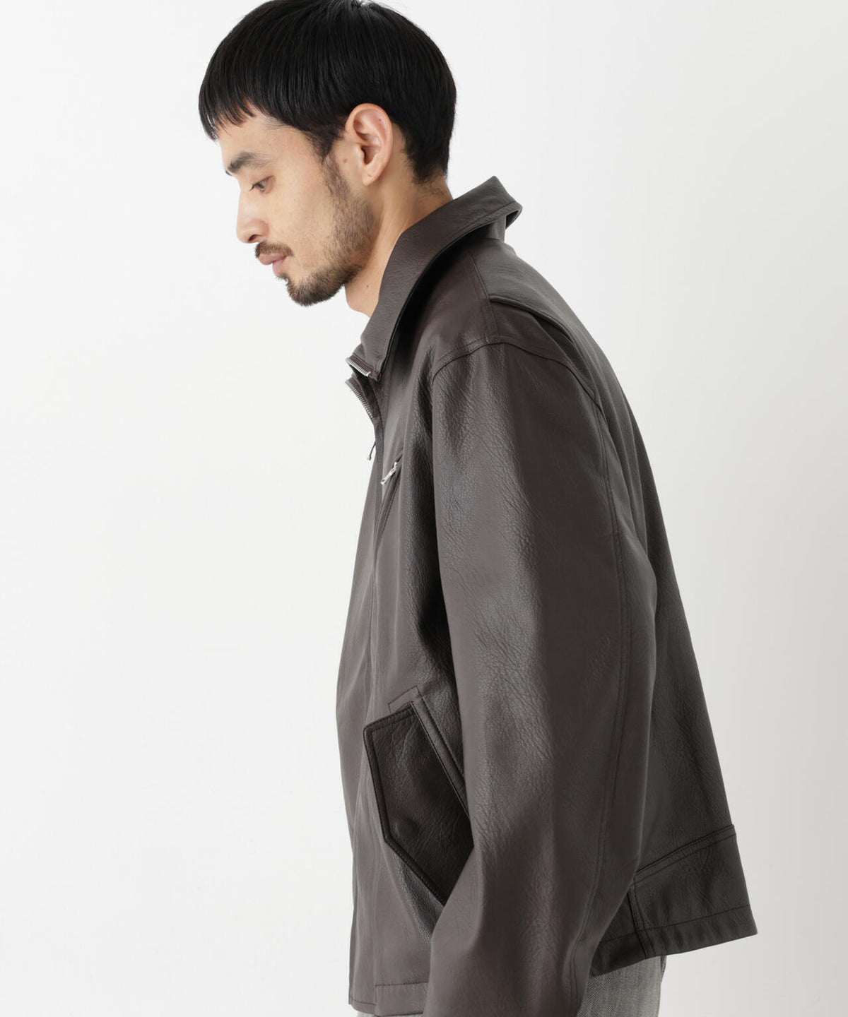 「SURPLUS」 フェイクレザーブルゾン