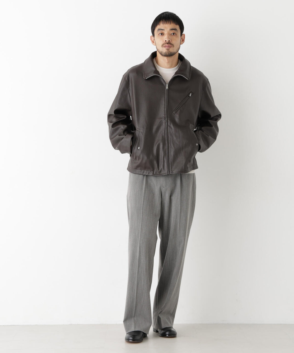 「SURPLUS」 フェイクレザーブルゾン