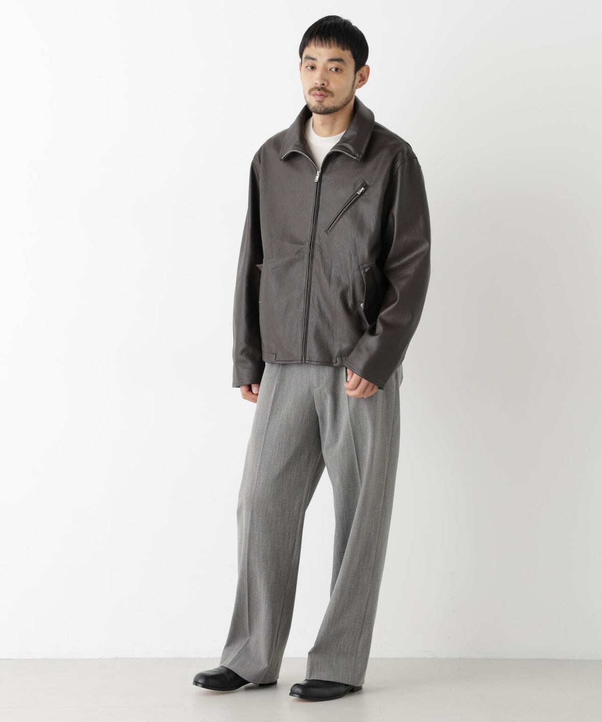 「SURPLUS」 フェイクレザーブルゾン