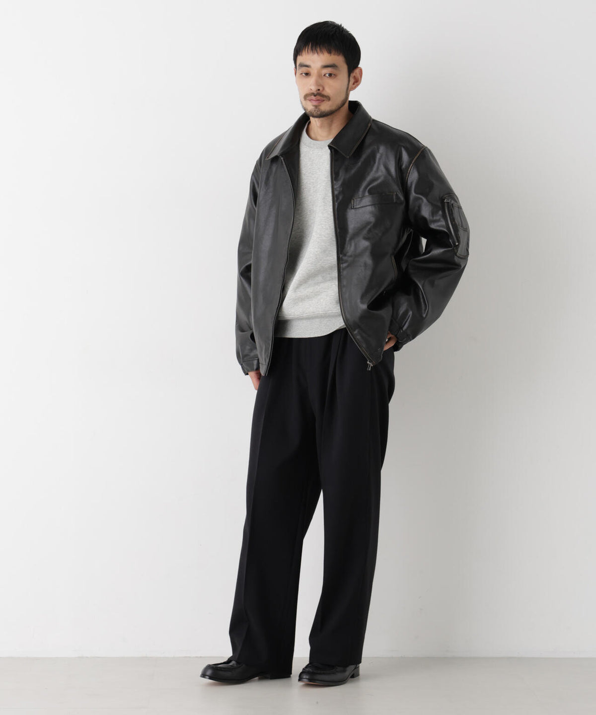 「SURPLUS」フェイクレザーフライトジャケット