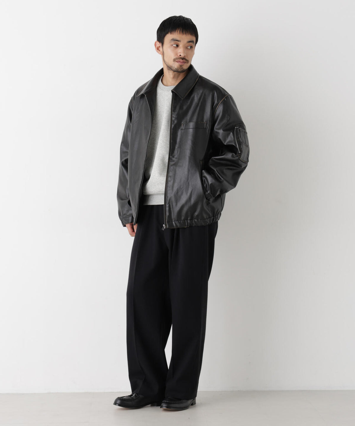 「SURPLUS」フェイクレザーフライトジャケット