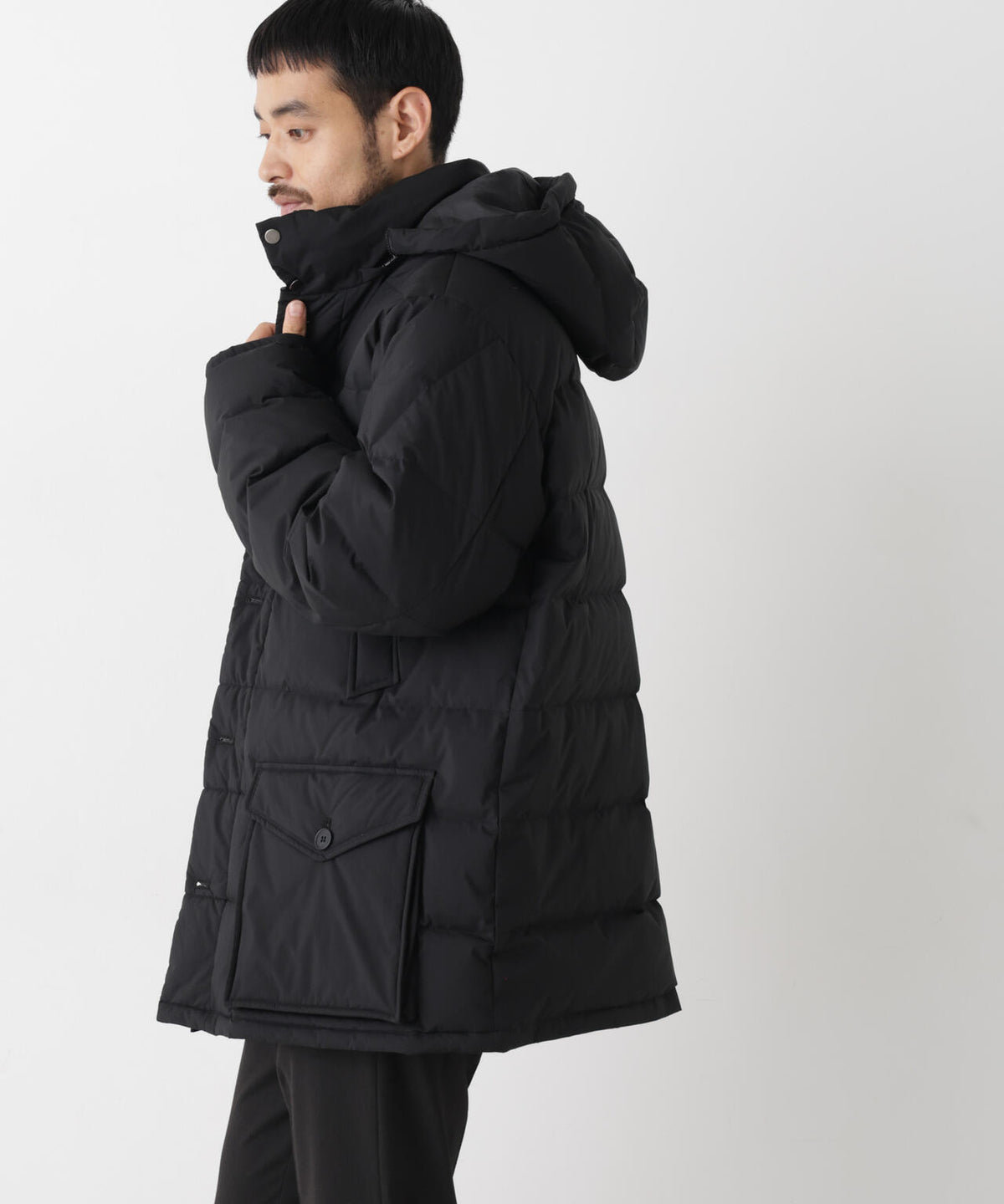 ALLIED FEATHER＋DOWN ステッチミドルダウン フード脱着/撥水