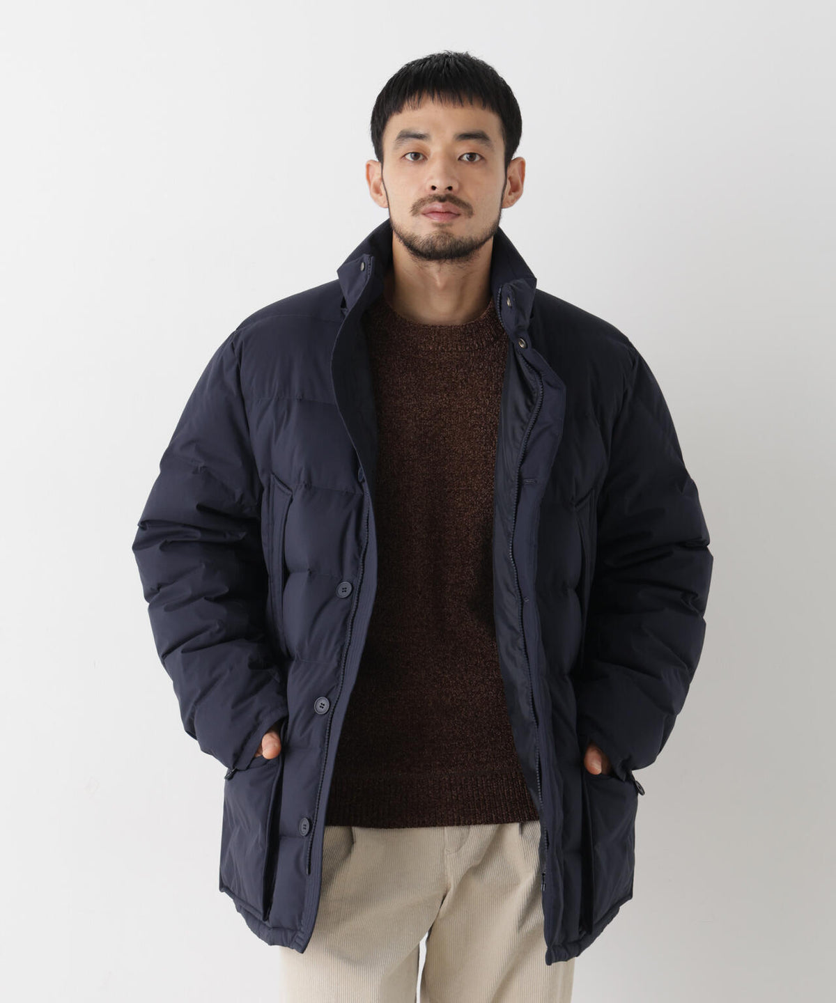ALLIED FEATHER＋DOWN ステッチミドルダウン フード脱着/撥水