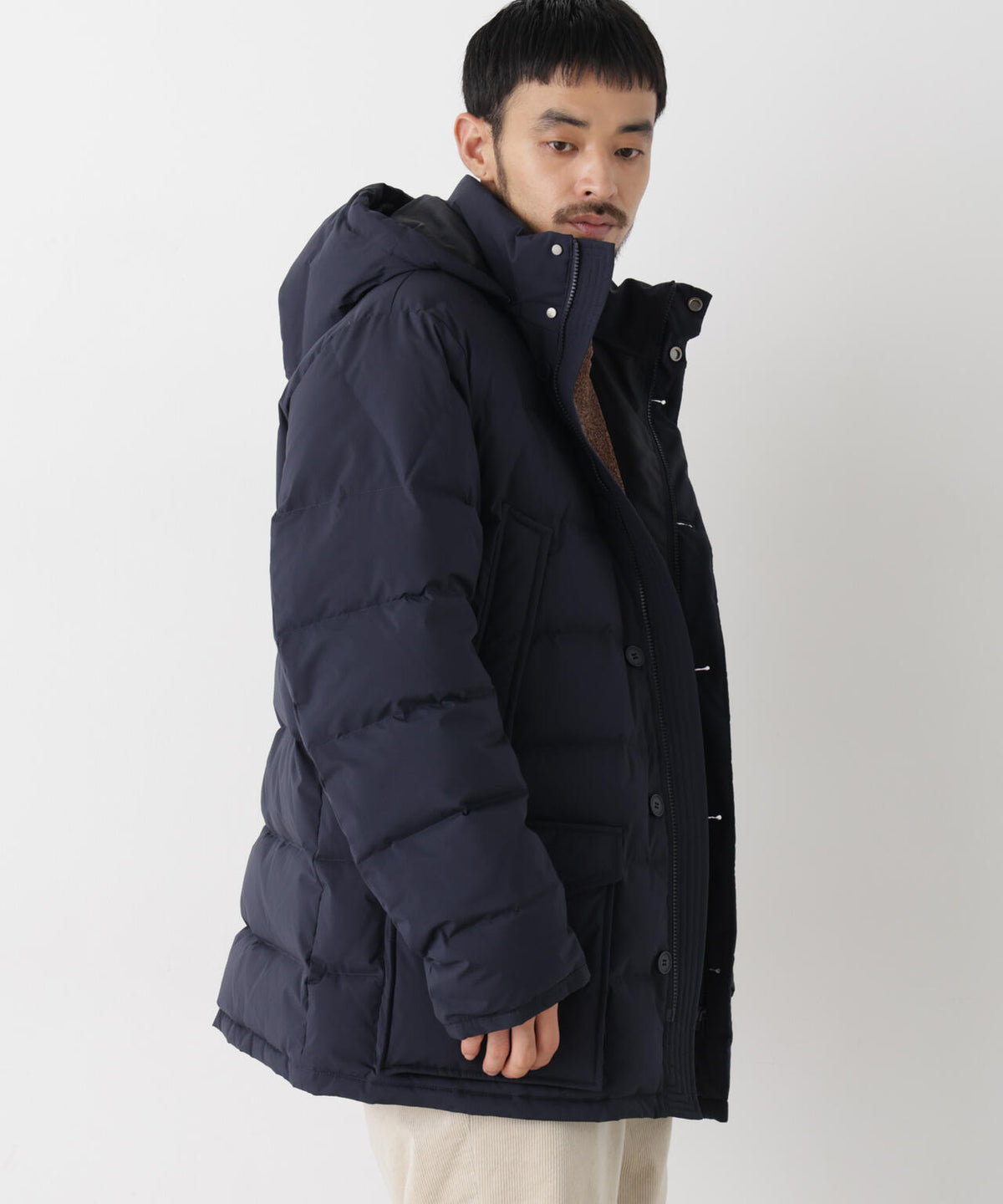 ALLIED FEATHER＋DOWN ステッチミドルダウン フード脱着/撥水