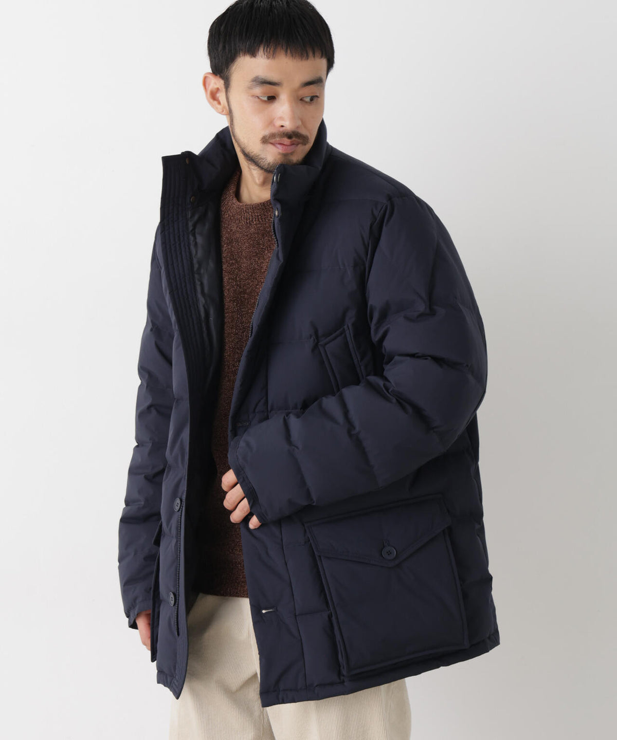 ALLIED FEATHER＋DOWN ステッチミドルダウン フード脱着/撥水