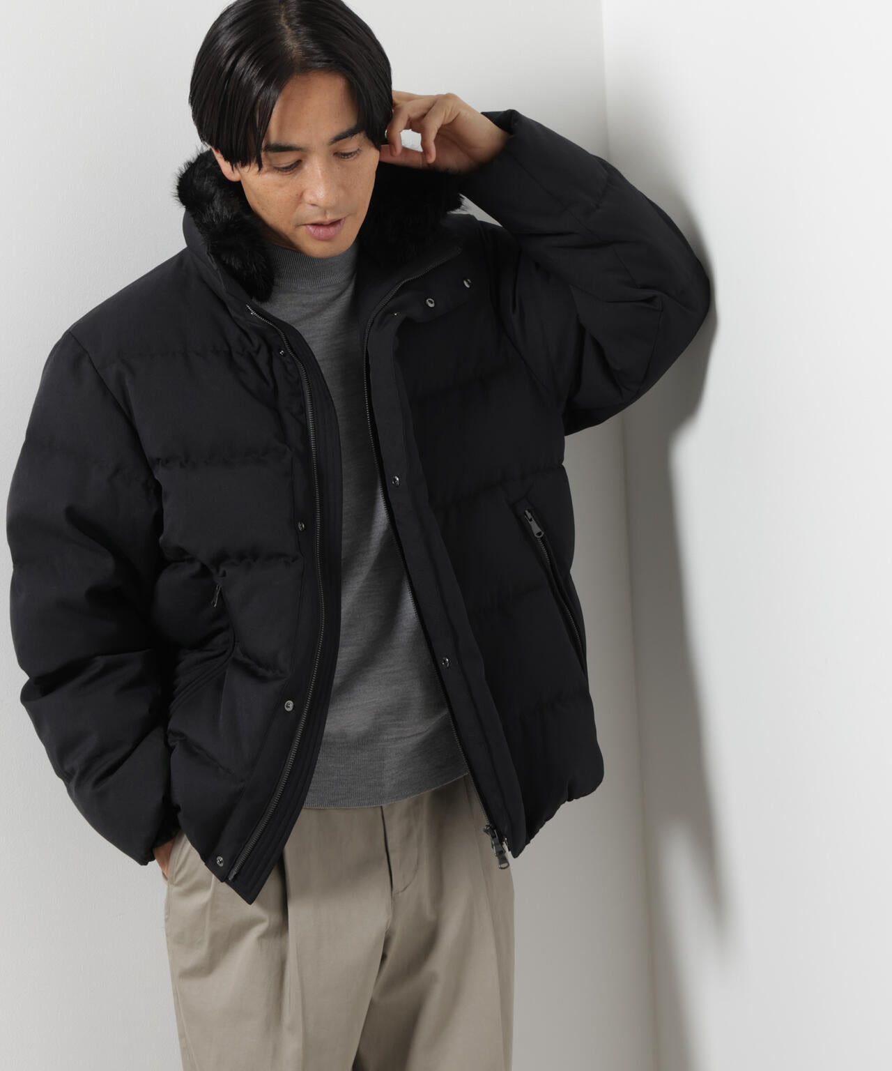 「西川ダウン(R)」サージフェイクファーカラーショートダウン
