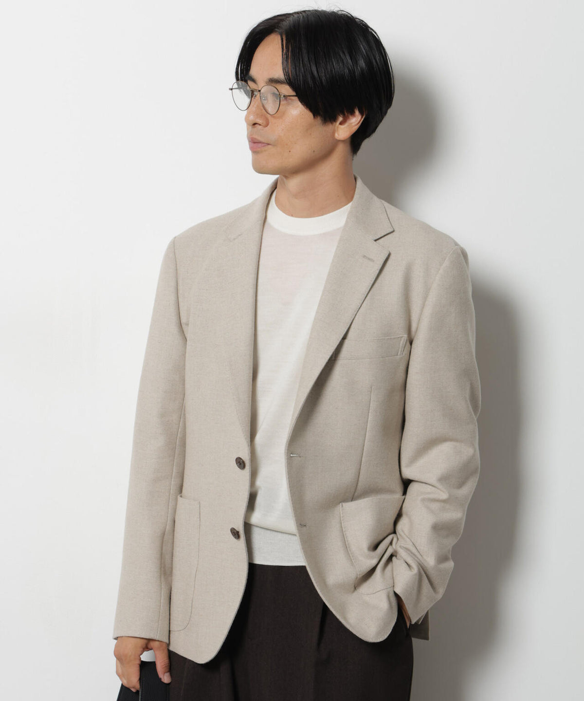 ｢DamerinoJacket｣ カシミヤミックスウォッシャブルツイードジャケット