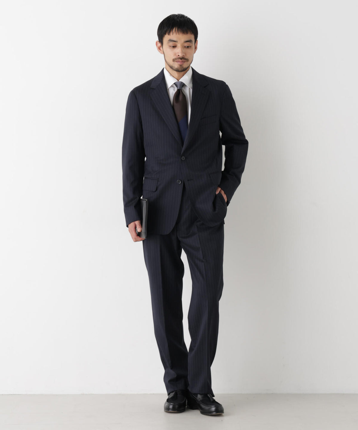【形態安定】「DamerinoFormal」ウールPペンシルストライプJK/WASHABLE(セットアップ可)