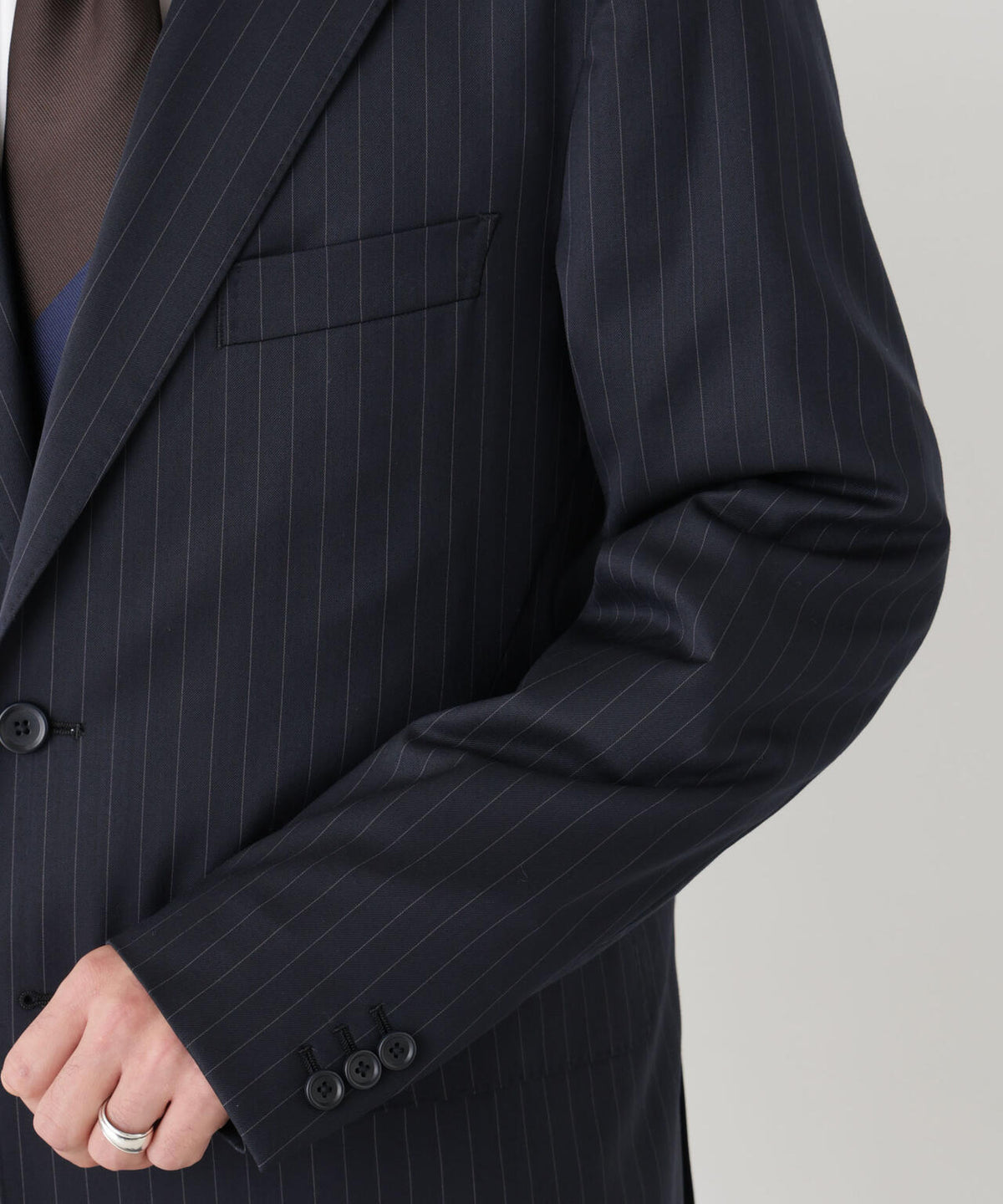 【形態安定】「DamerinoFormal」ウールPペンシルストライプJK/WASHABLE(セットアップ可)