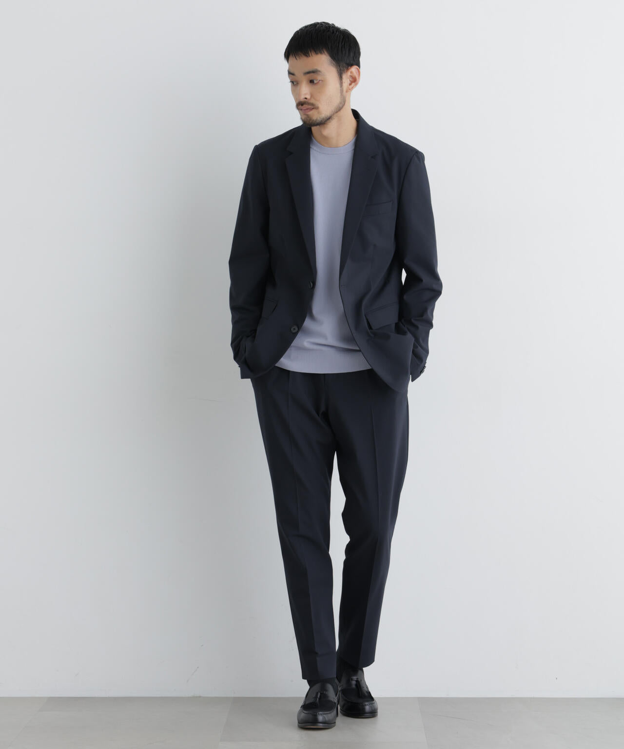 【大人気セットアップ】「Damerino」ウールライクトロストレッチセットアップ/WASHABLE
