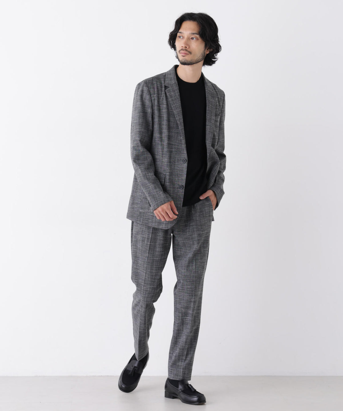 【ストレッチ/マシンウォッシャブル】｢Damerino｣ T/Rスラブストレッチセットアップ/WASHABLE