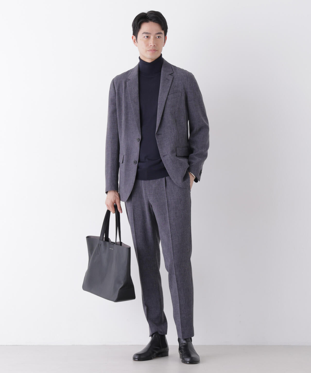 【大人気セットアップ】「Damerino」メランジエアシャークストレッチセットアップ/WASHABLE