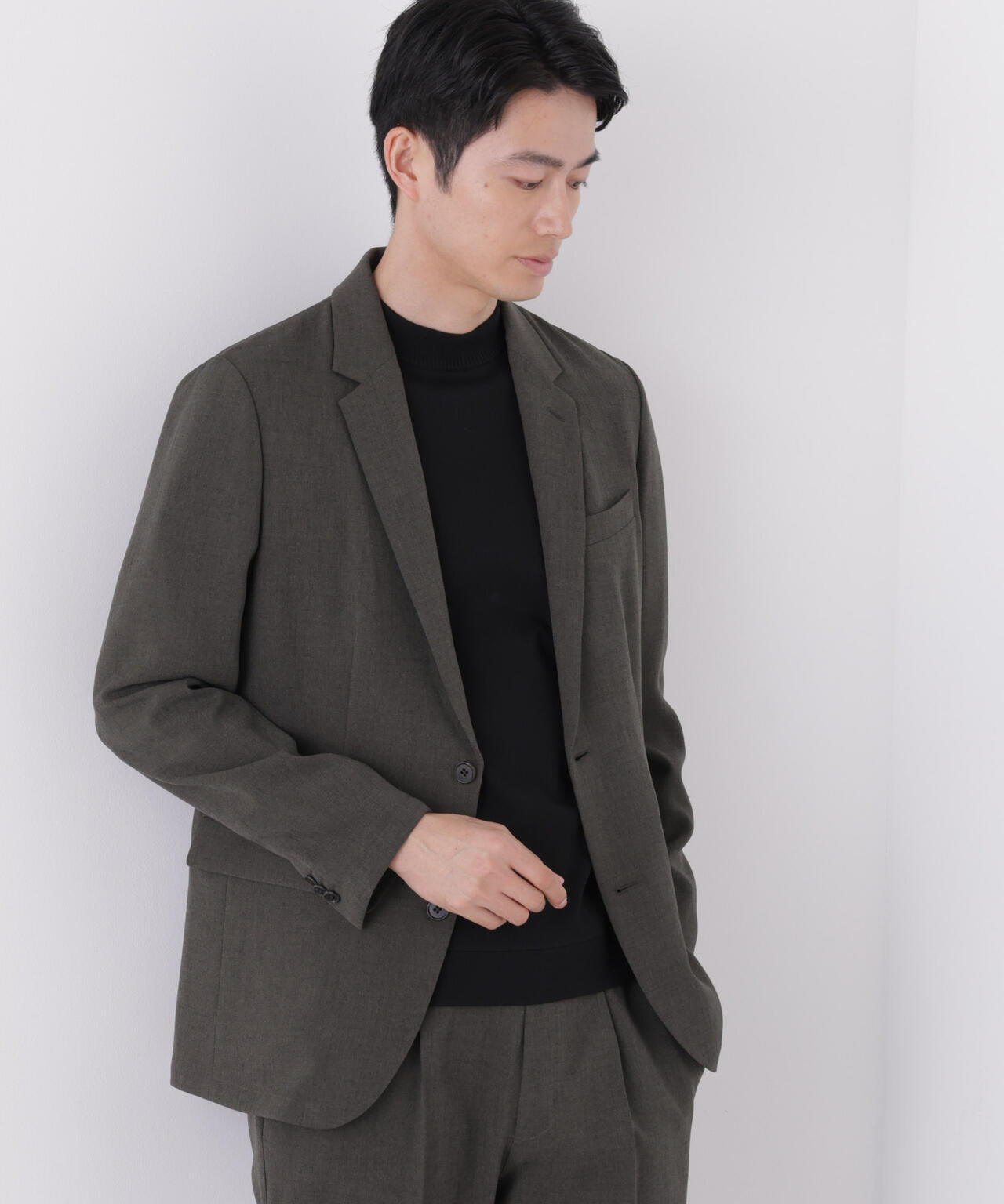 【大人気セットアップ】「Damerino」メランジエアシャークストレッチセットアップ/WASHABLE