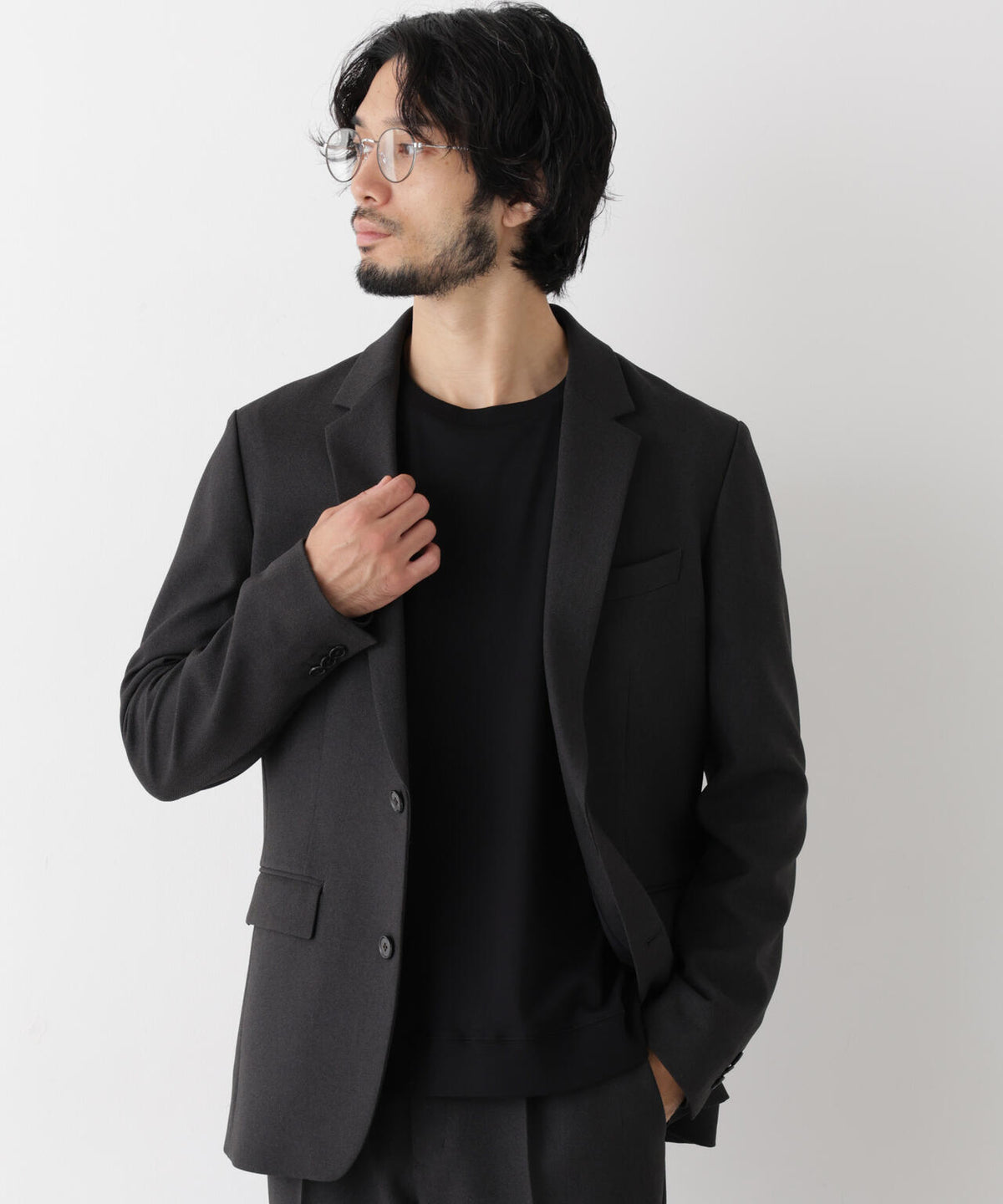 【ストレッチ/ウォッシャブル/防シワ】｢Damerino｣メランジオックスストレッチセットアップ