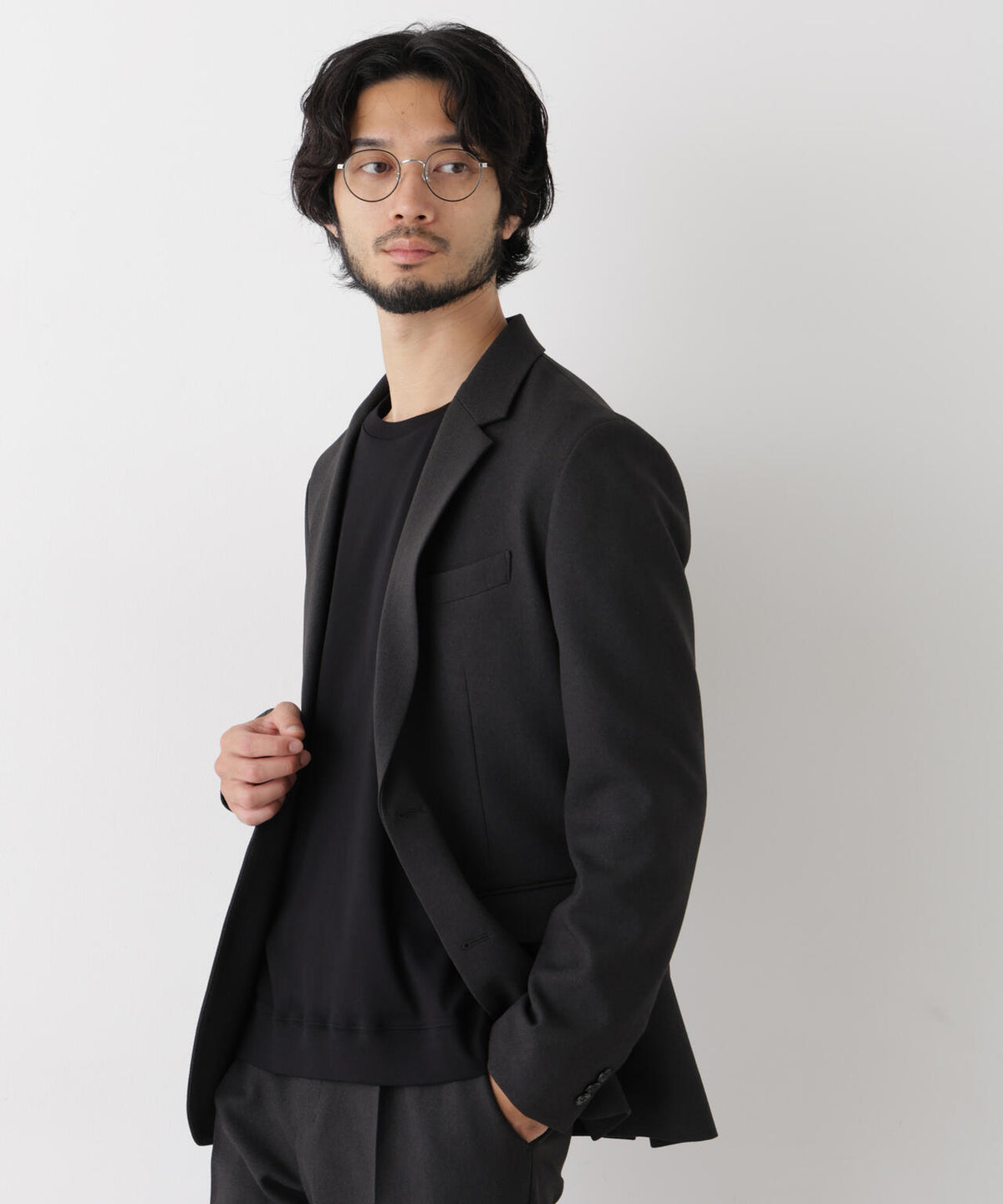 【ストレッチ/ウォッシャブル/防シワ】｢Damerino｣メランジオックスストレッチセットアップ