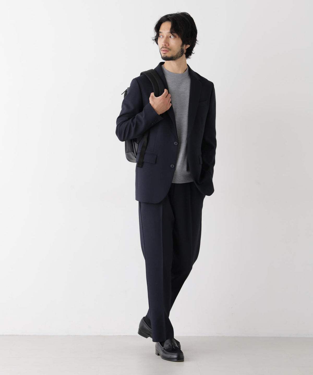 【ストレッチ/ウォッシャブル/防シワ】｢Damerino｣メランジオックスストレッチセットアップ