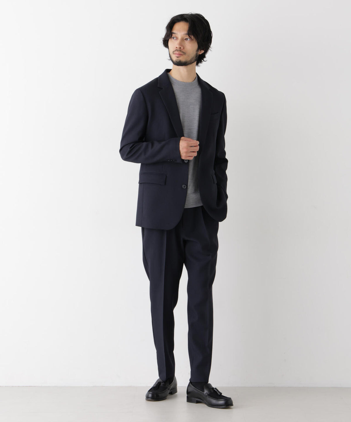 【ストレッチ/ウォッシャブル/防シワ】｢Damerino｣メランジオックスストレッチセットアップ