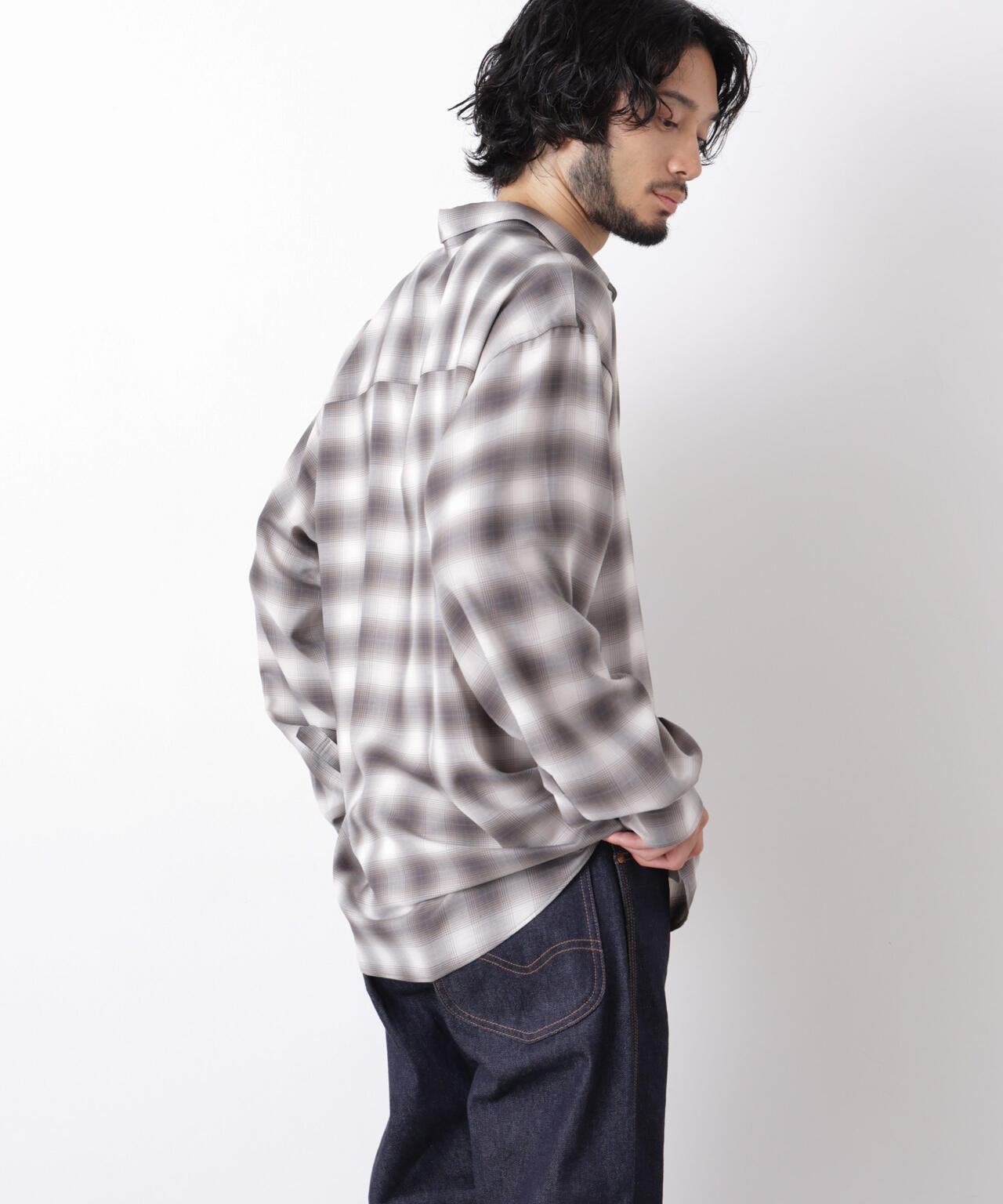 ｢OtoNANO｣LIM-BRESS クリアチェックワイドシャツ 長袖