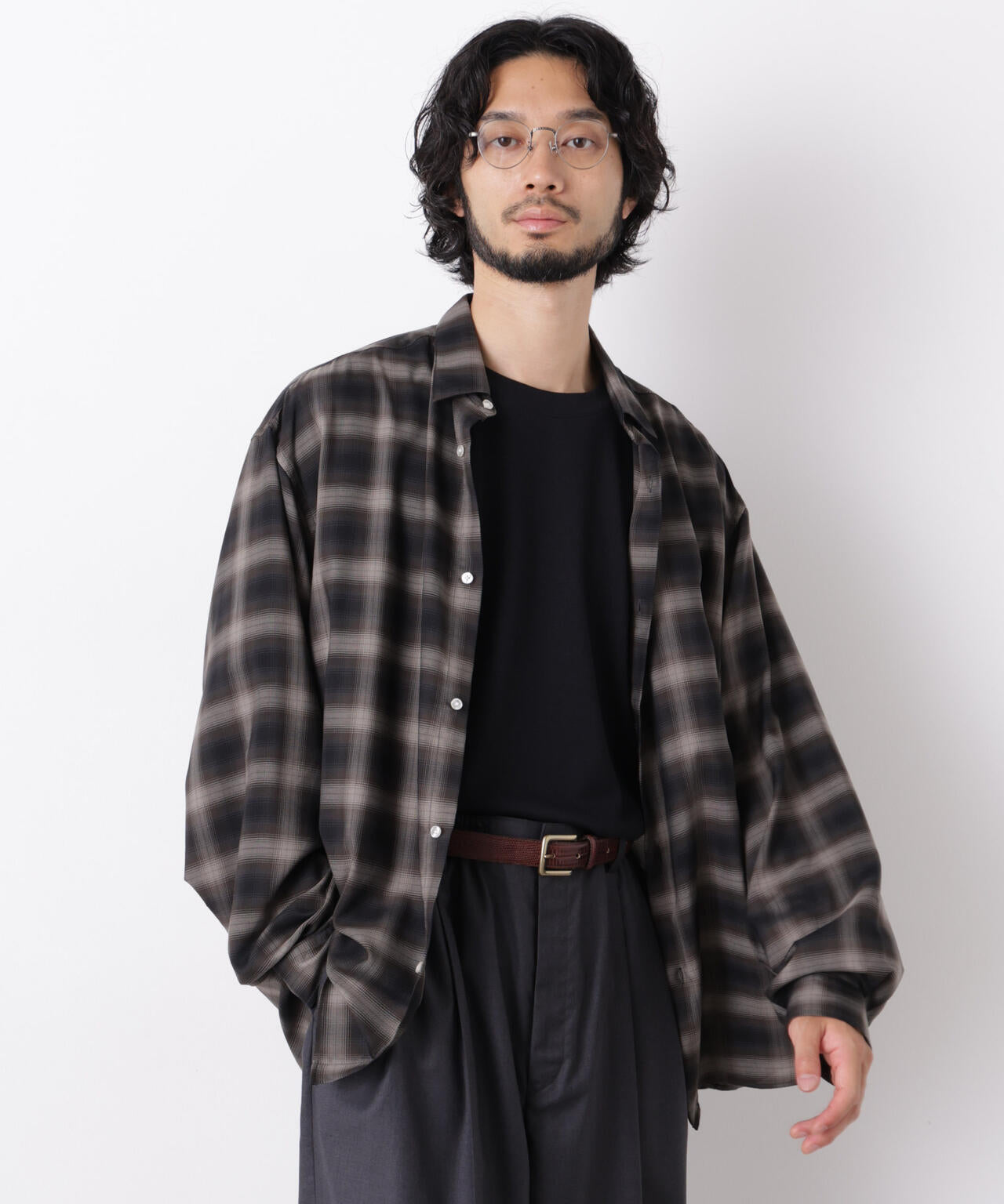 ｢OtoNANO｣LIM-BRESS クリアチェックワイドシャツ 長袖