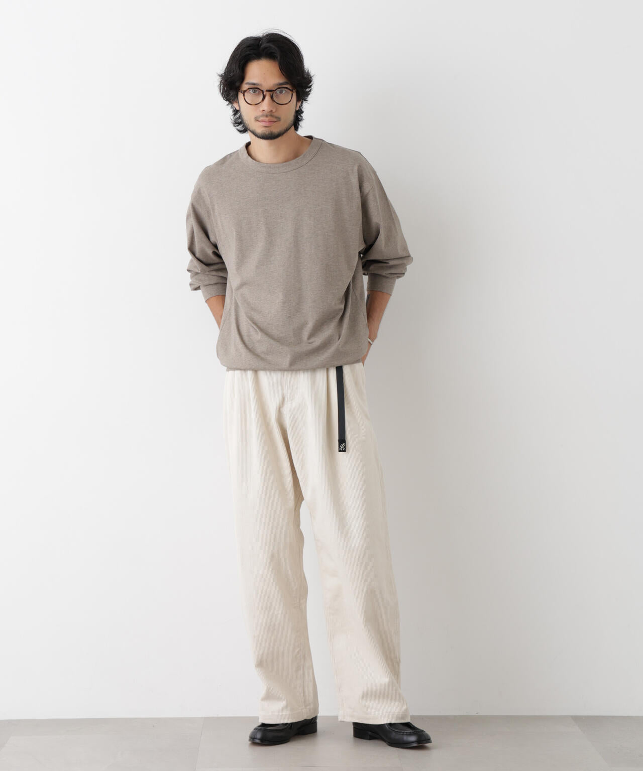 ソフトメランジクルーネックTシャツ 長袖