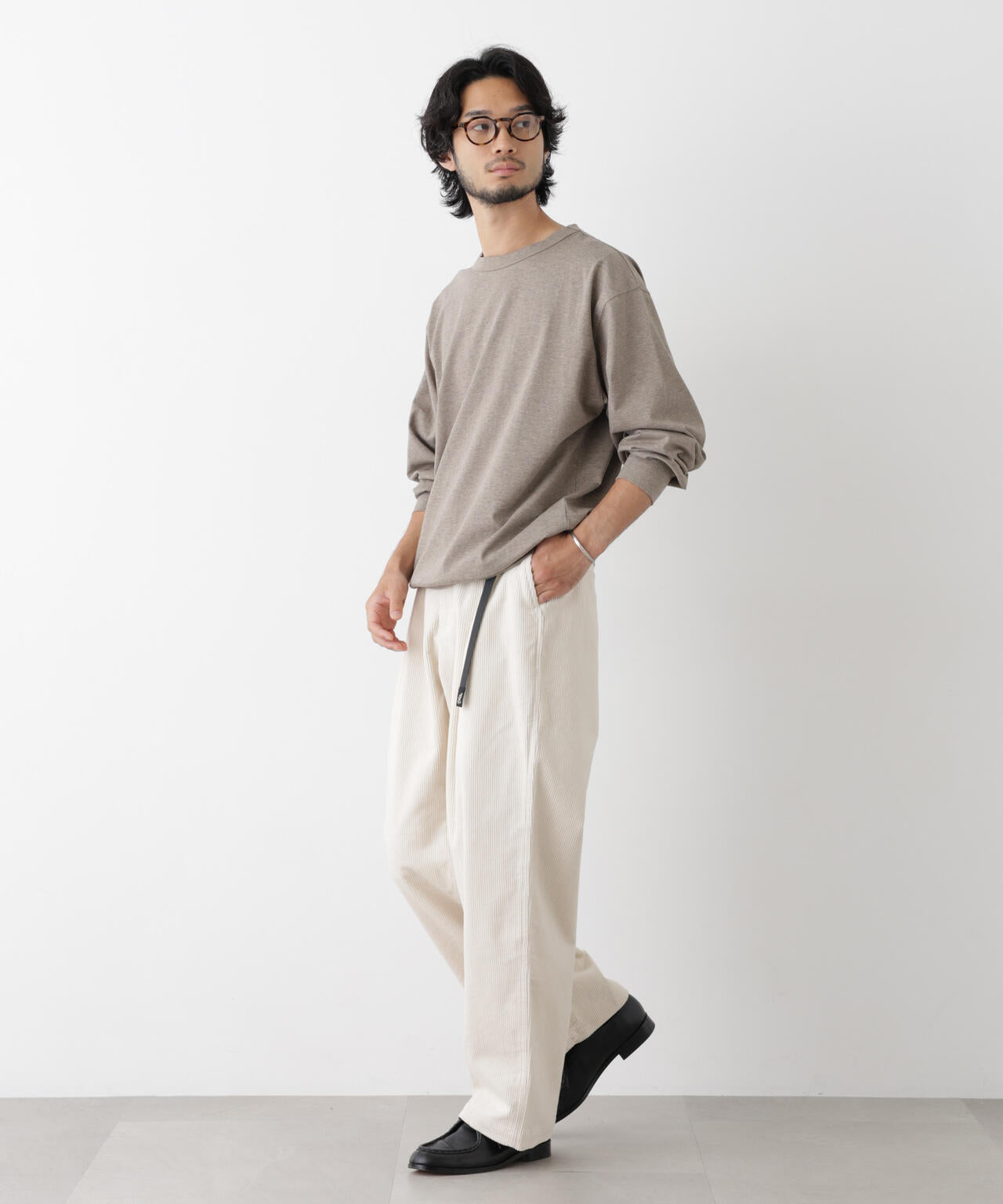 ソフトメランジクルーネックTシャツ 長袖