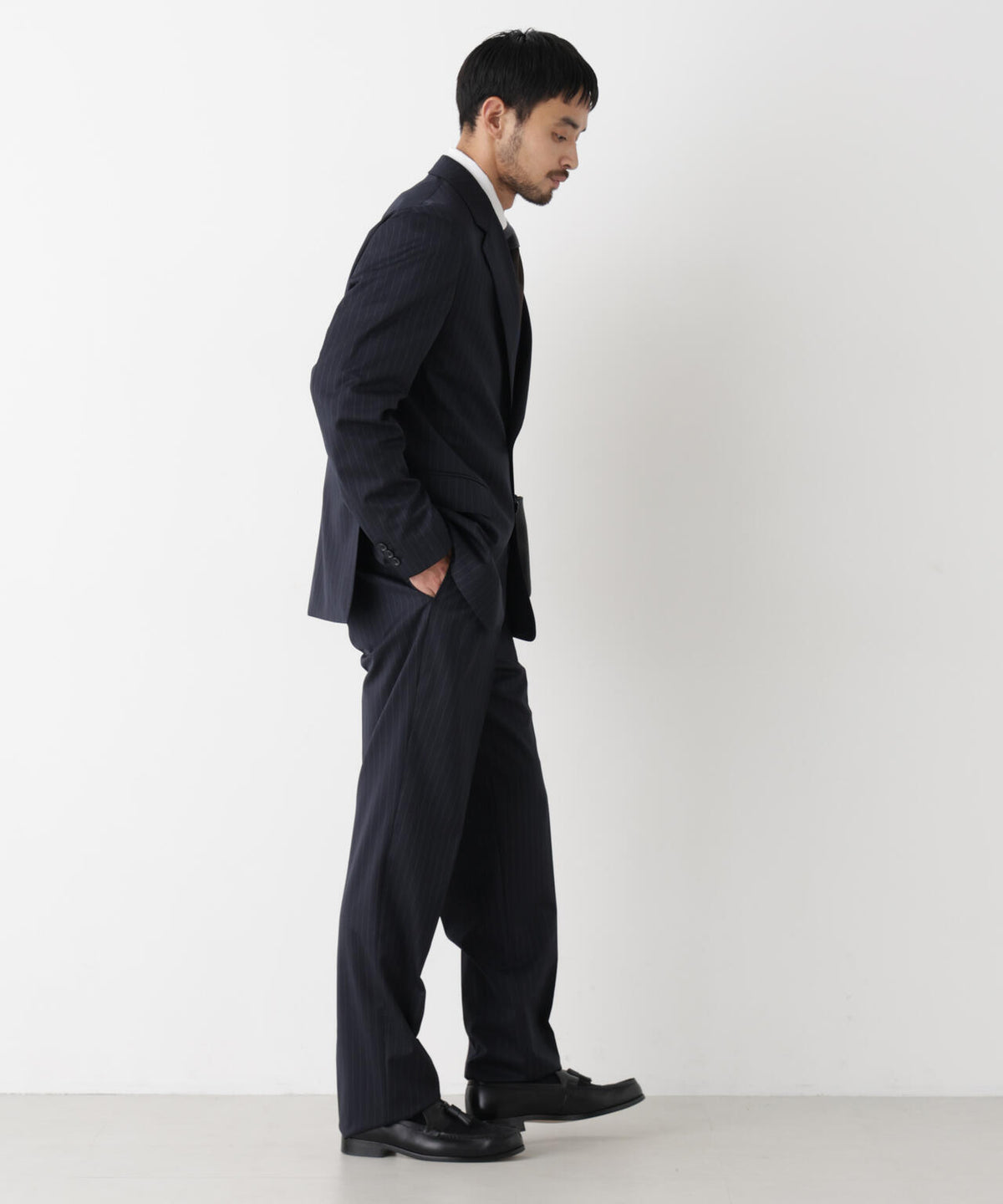 【形態安定】「DamerinoFormal」ウールPペンシルストライプPT/WASHABLE(セットアップ可)