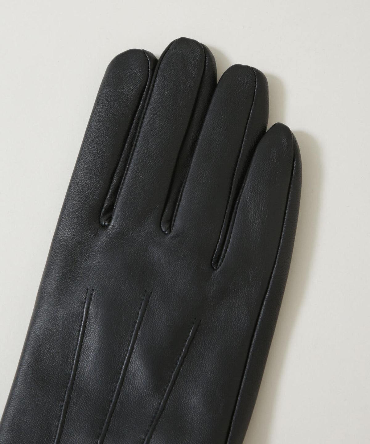 タッチパネル対応リブ付きシープレザーグローブ