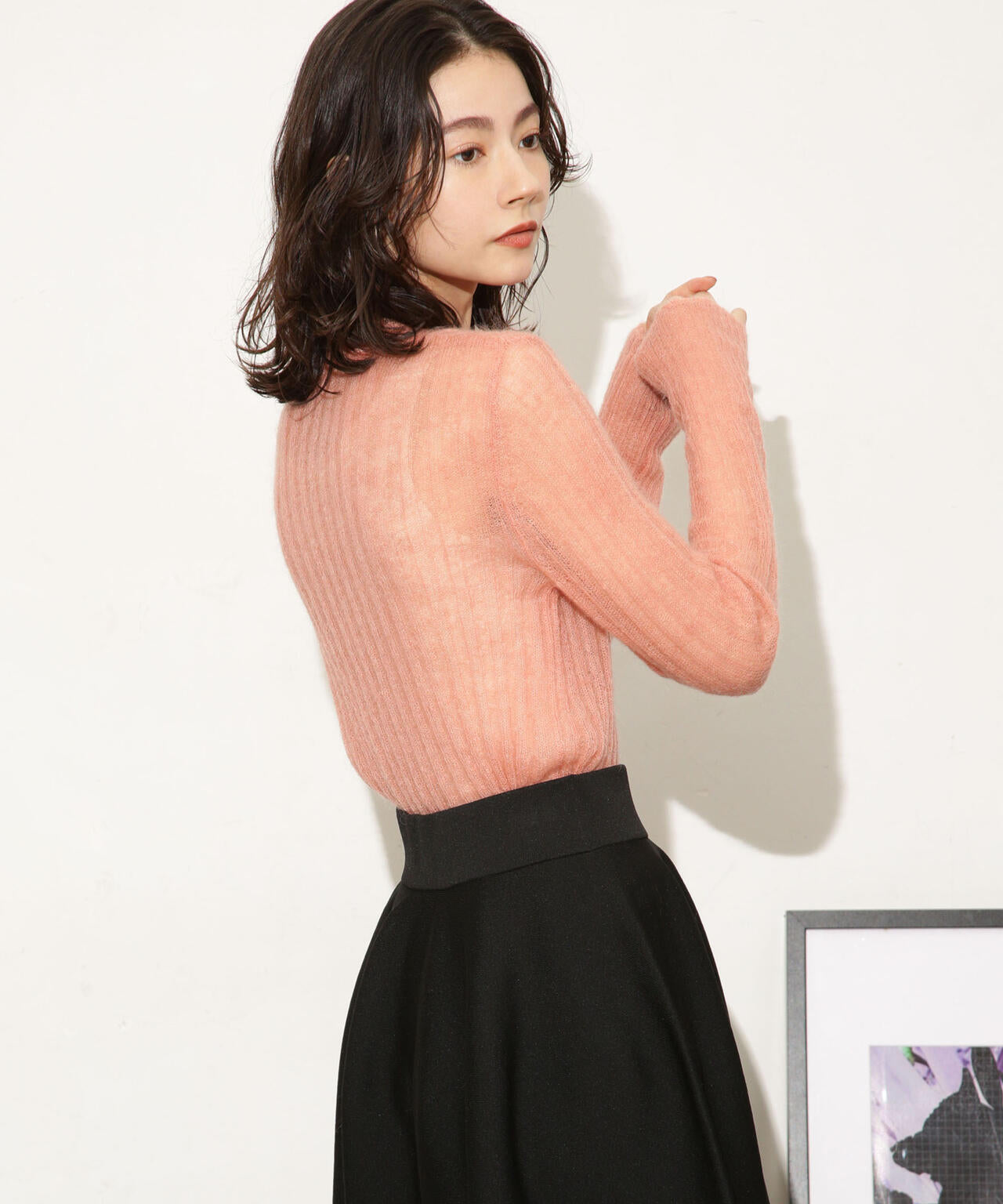 シアーモヘヤリブニットプルオーバー