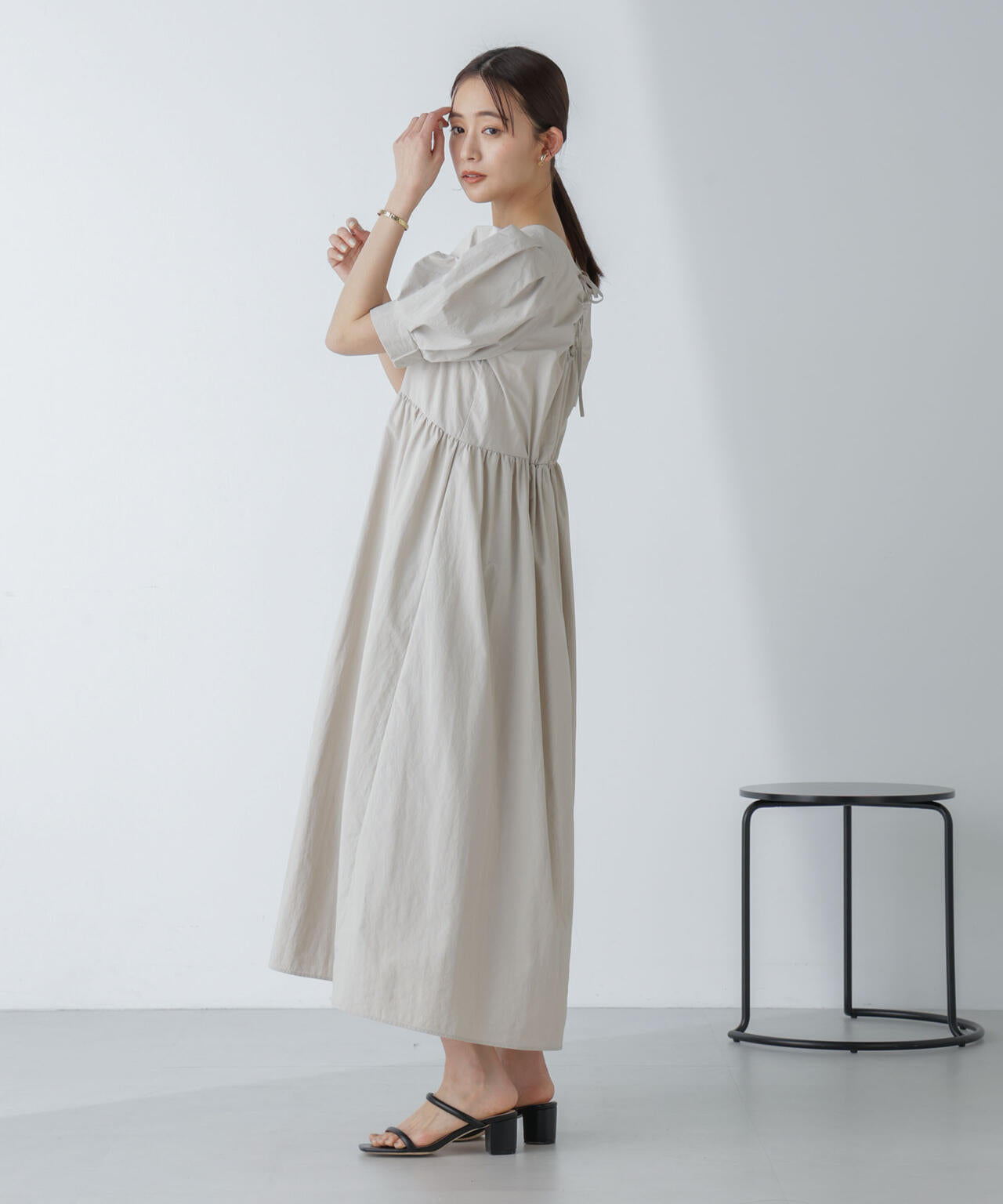 「星玲奈×NANO universe」タックスリーブタスランマキシワンピース