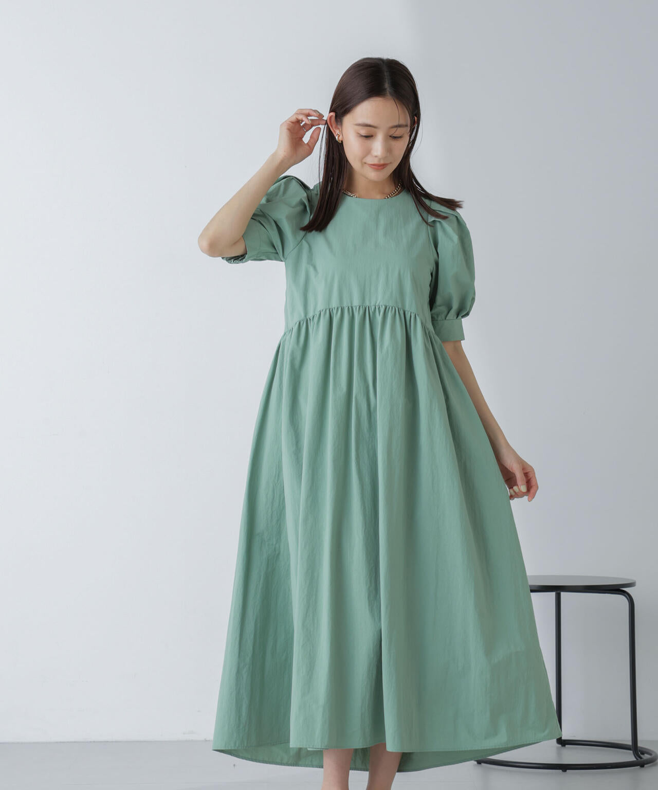 「星玲奈×NANO universe」タックスリーブタスランマキシワンピース