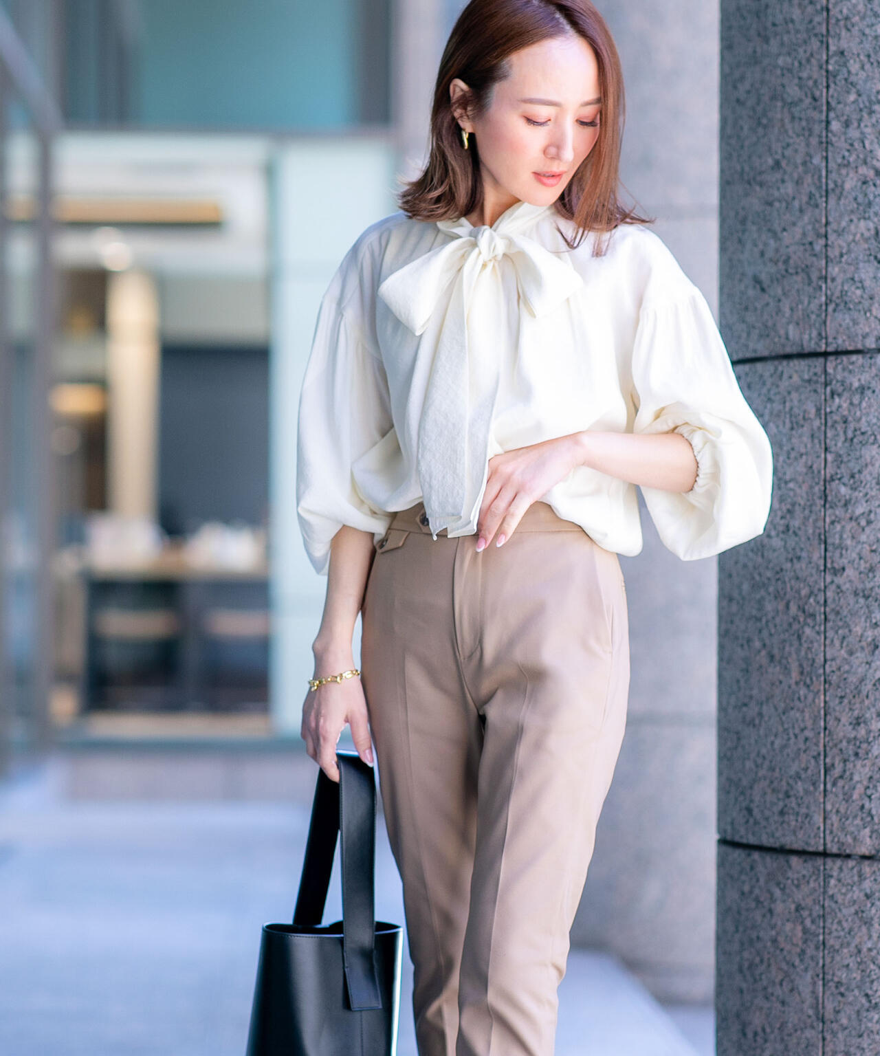 「星玲奈×NANO universe」ジョーゼットボータイブラウス