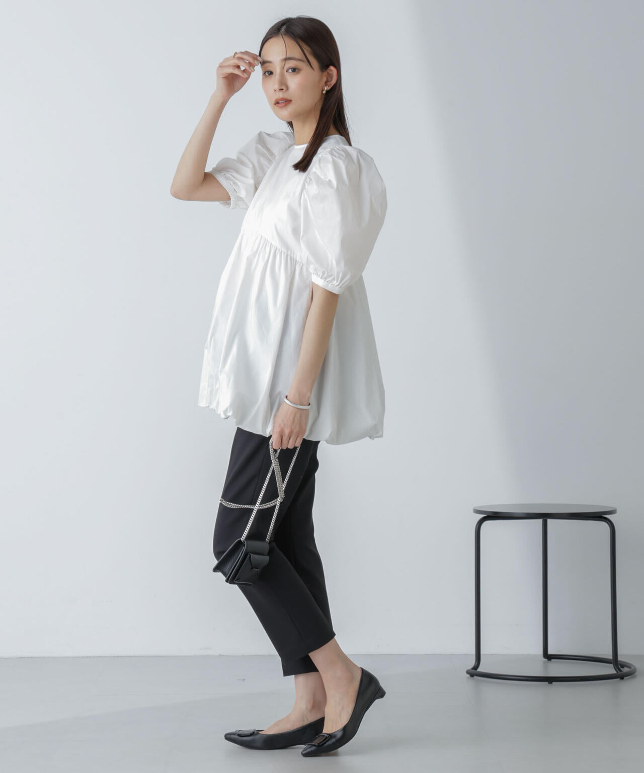「星玲奈×NANO universe」タックスリーブバルーンブラウス