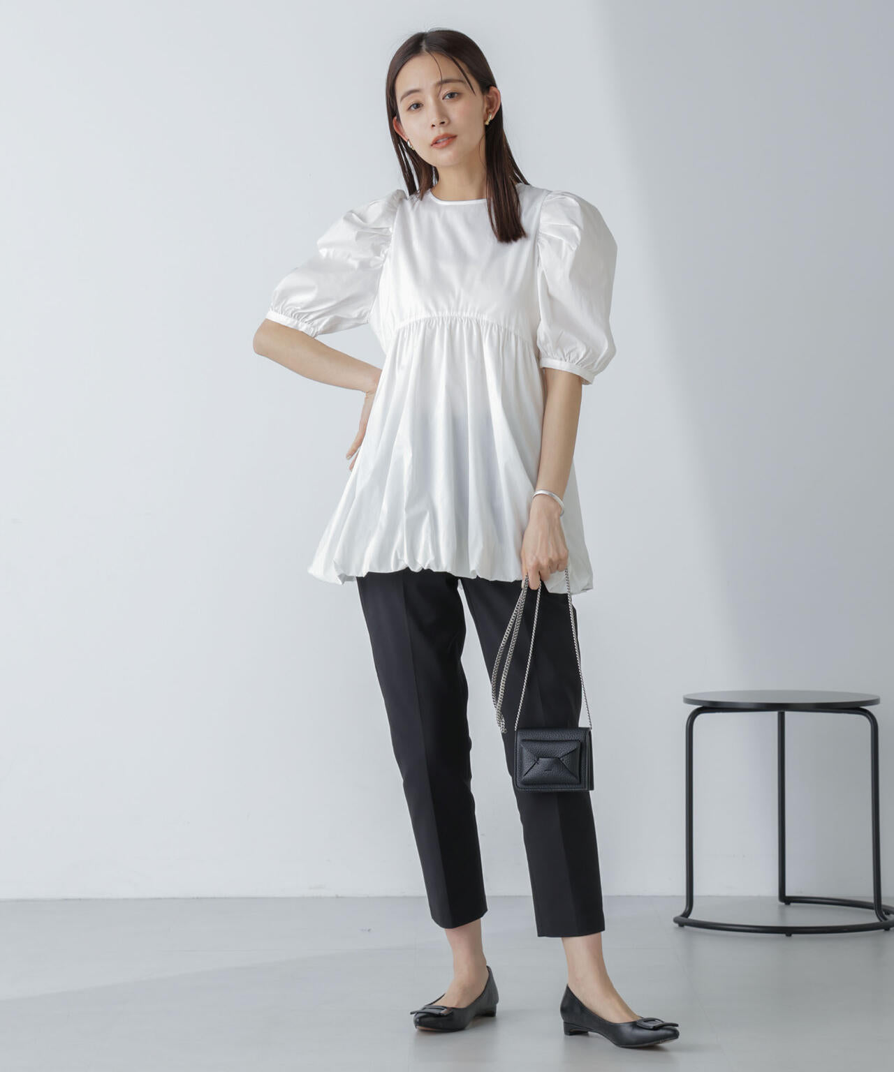 「星玲奈×NANO universe」タックスリーブバルーンブラウス