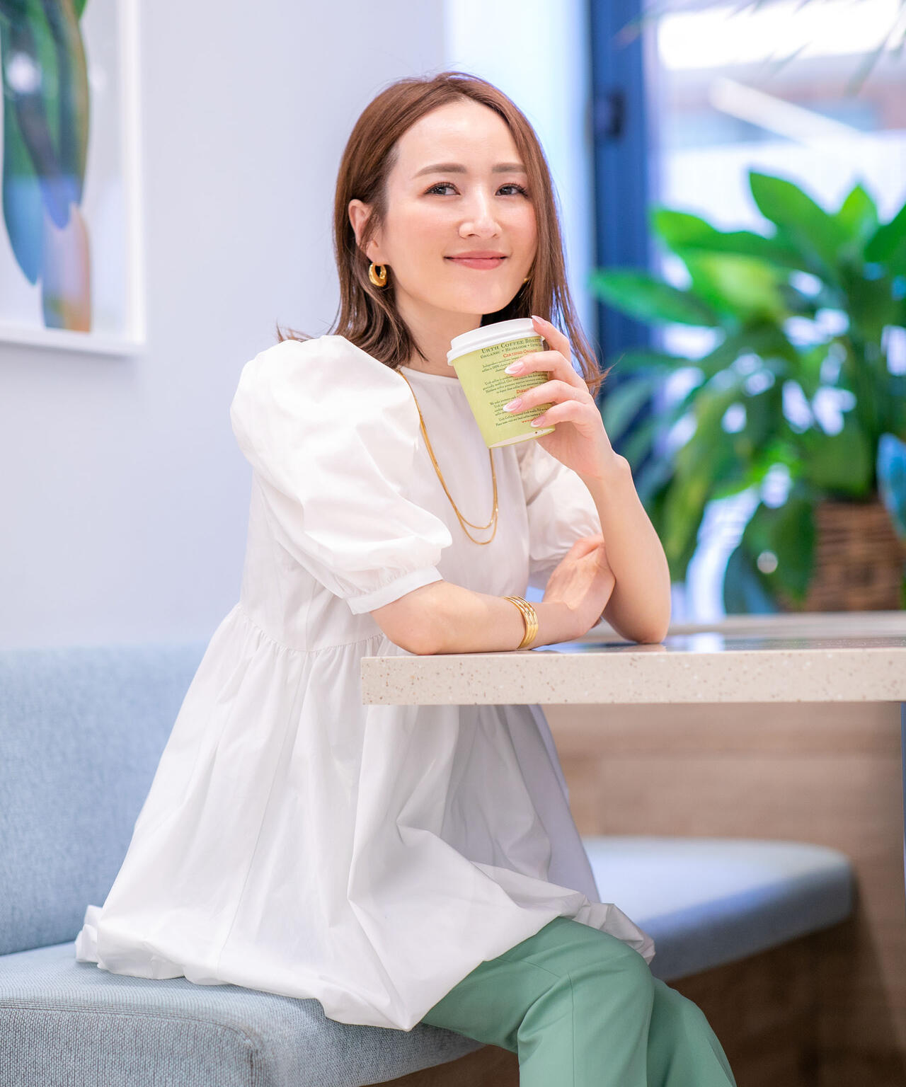 「星玲奈×NANO universe」タックスリーブバルーンブラウス