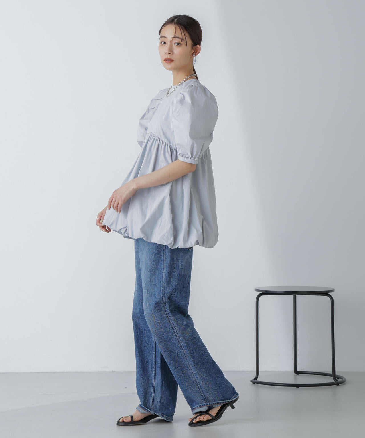 「星玲奈×NANO universe」タックスリーブバルーンブラウス