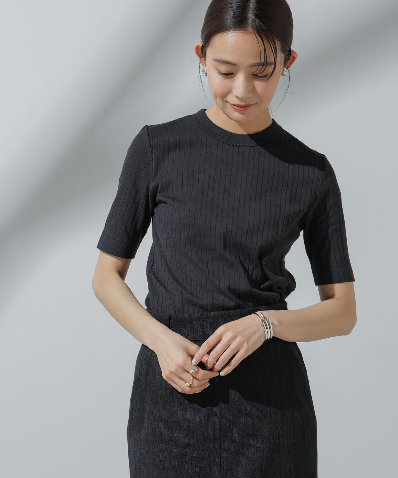 Anti Soaked(R) 汗染み防止 クルーネックリブTシャツ