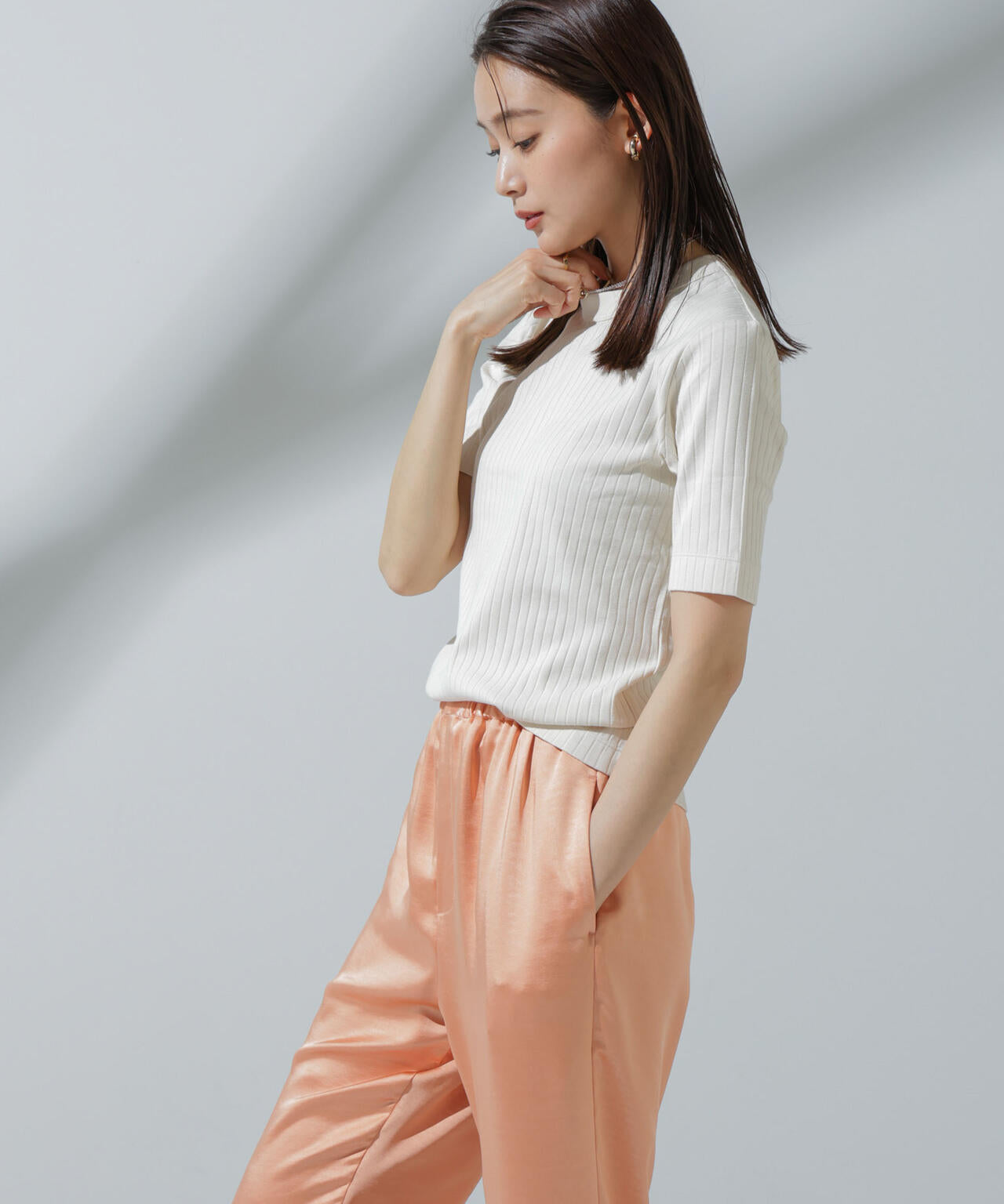 Anti Soaked(R) 汗染み防止 クルーネックリブTシャツ