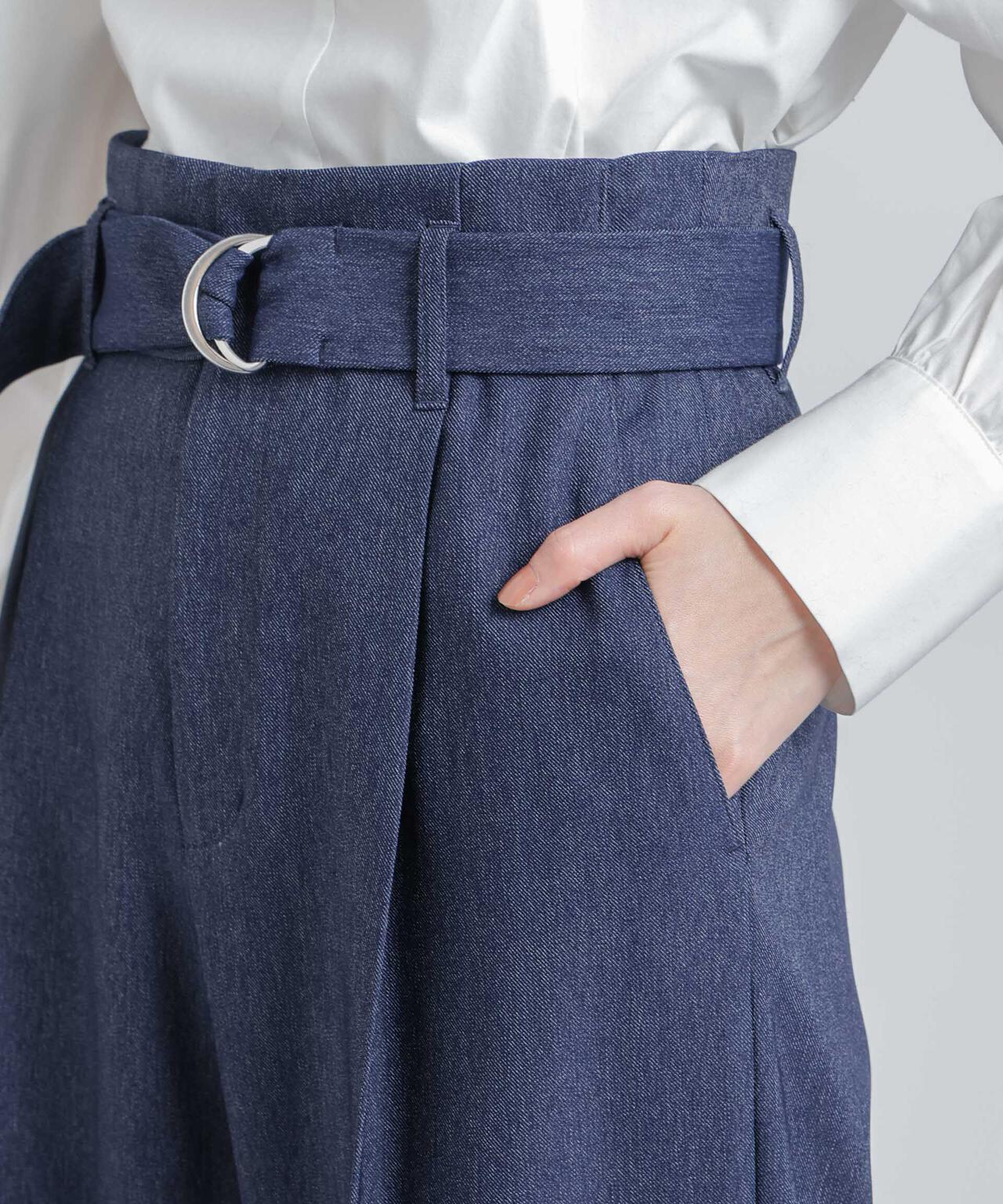 共ベルト付きハイウエストパンツ