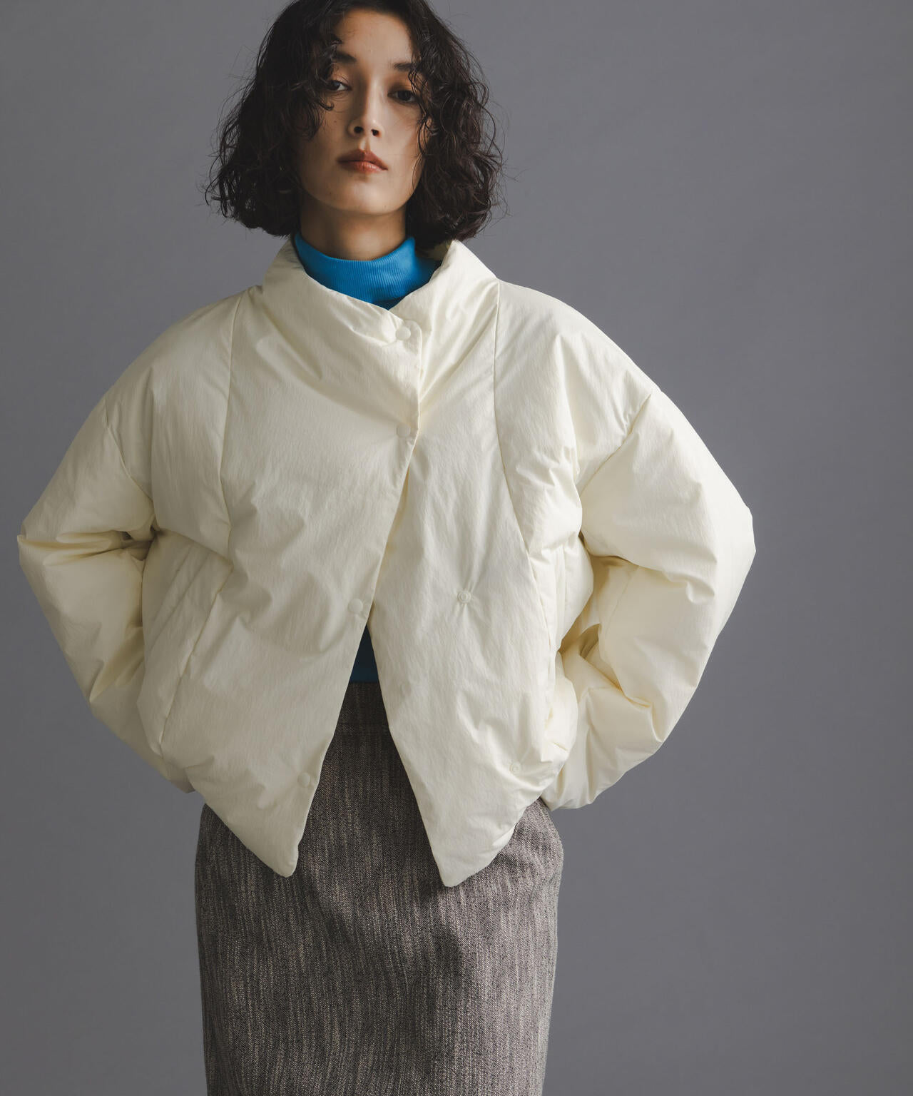 「西川ダウン(R)」ハイネックショートジャケット
