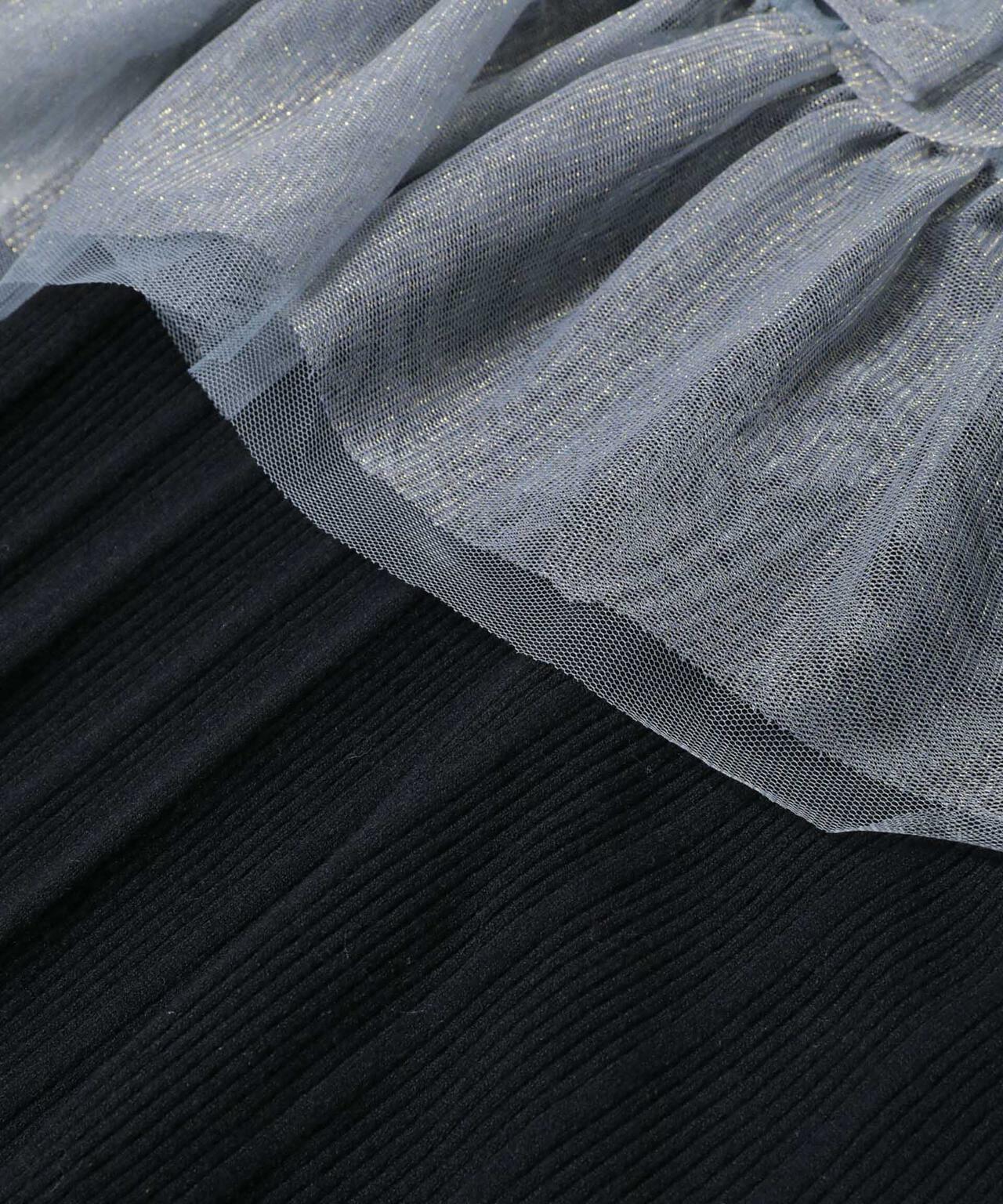 チュールビスチェ＋リブニットワンピースセット