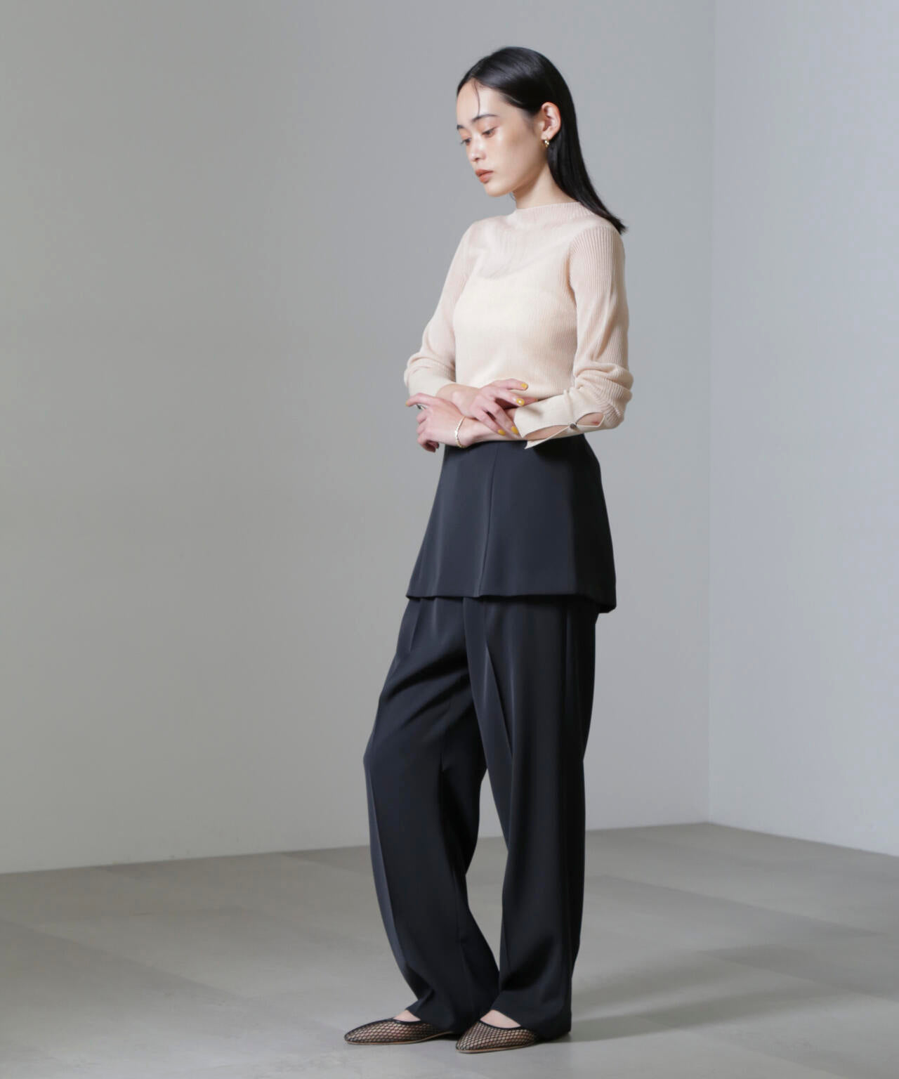 シアーブライトリブニットプルオーバー