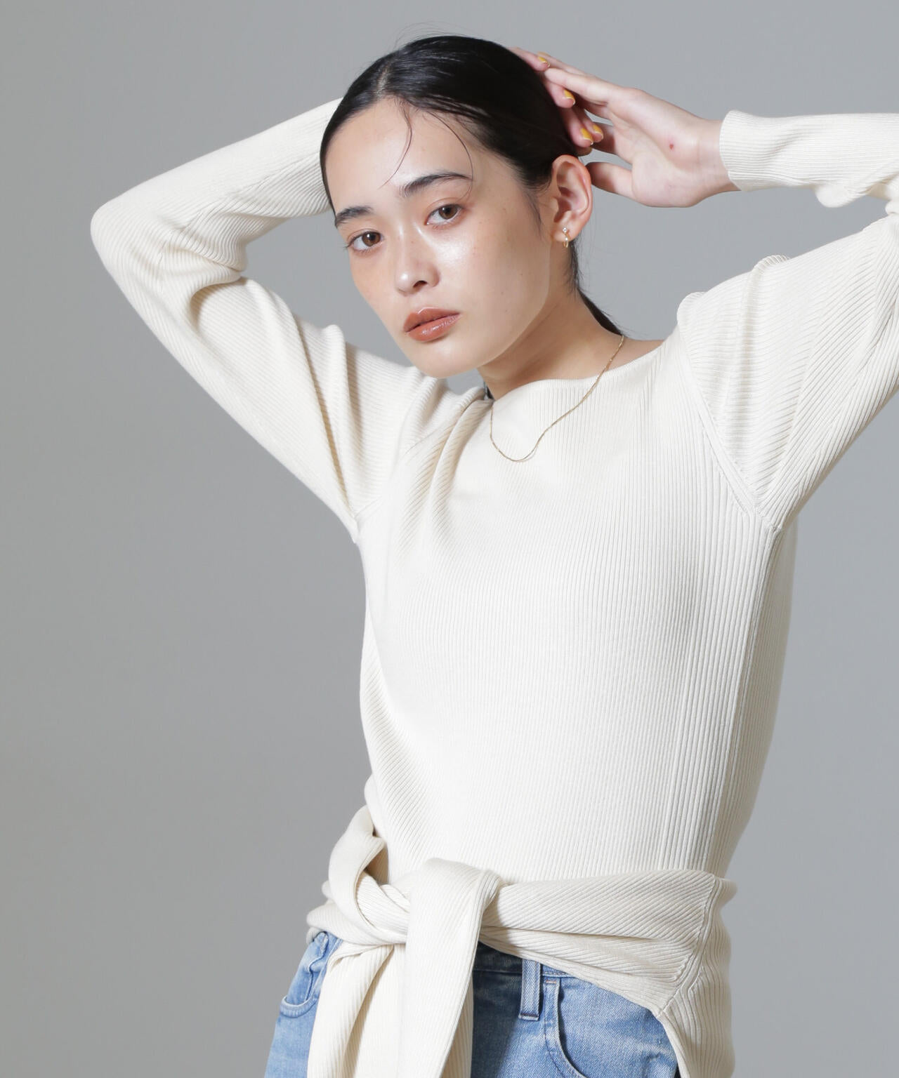 CICA＆UVカット加工リブニット