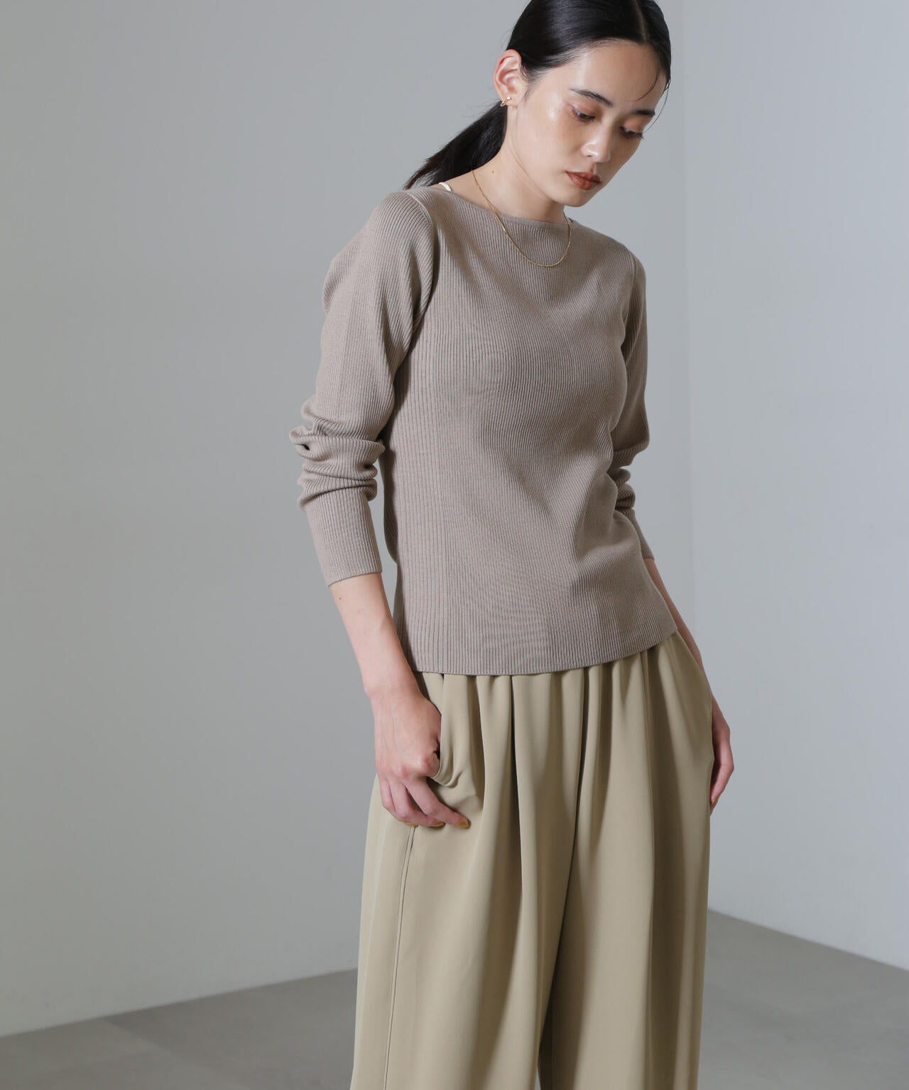 CICA＆UVカット加工リブニット