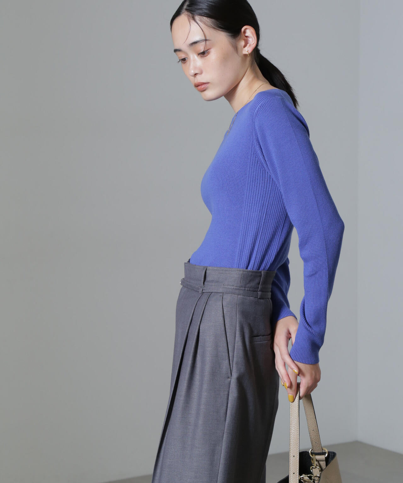 CICA＆UVカット加工リブニット