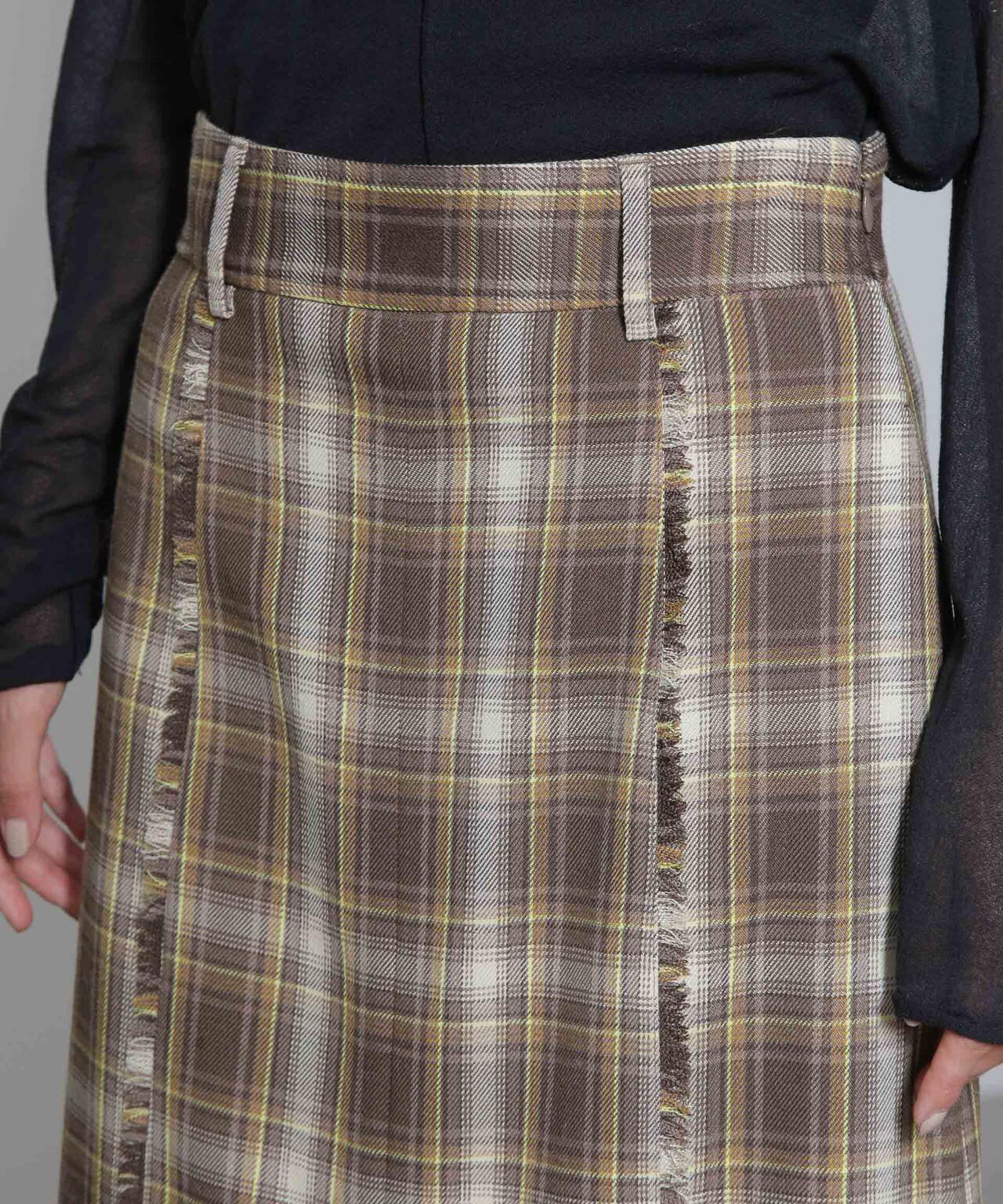 チェックスリットロングスカート