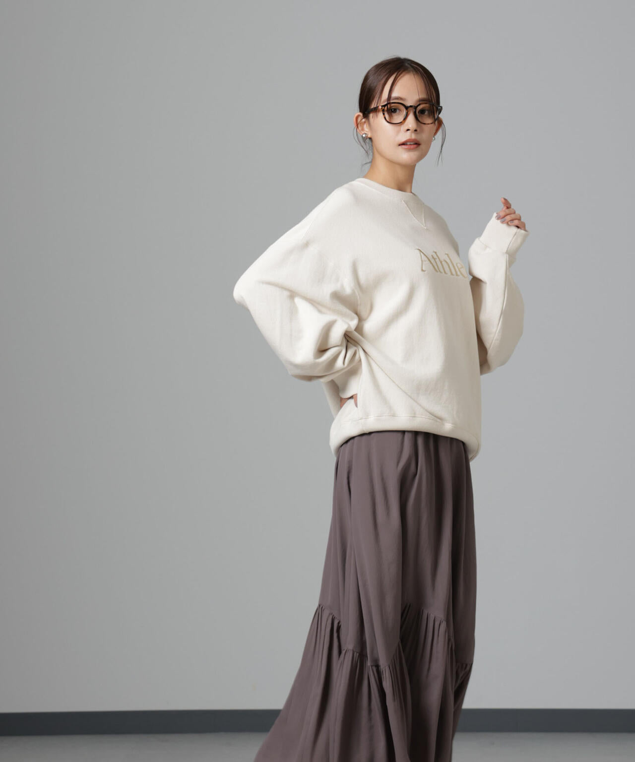 アシメティアードシフォンギャザースカート