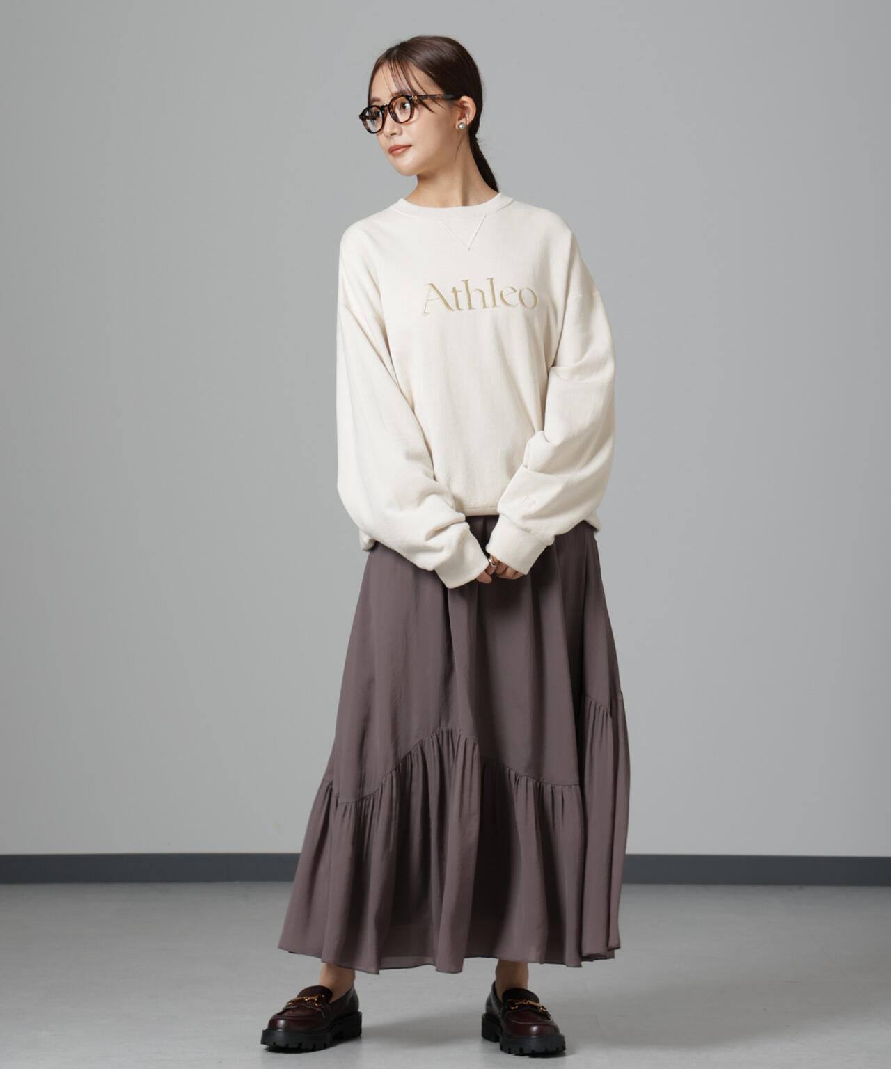 アシメティアードシフォンギャザースカート